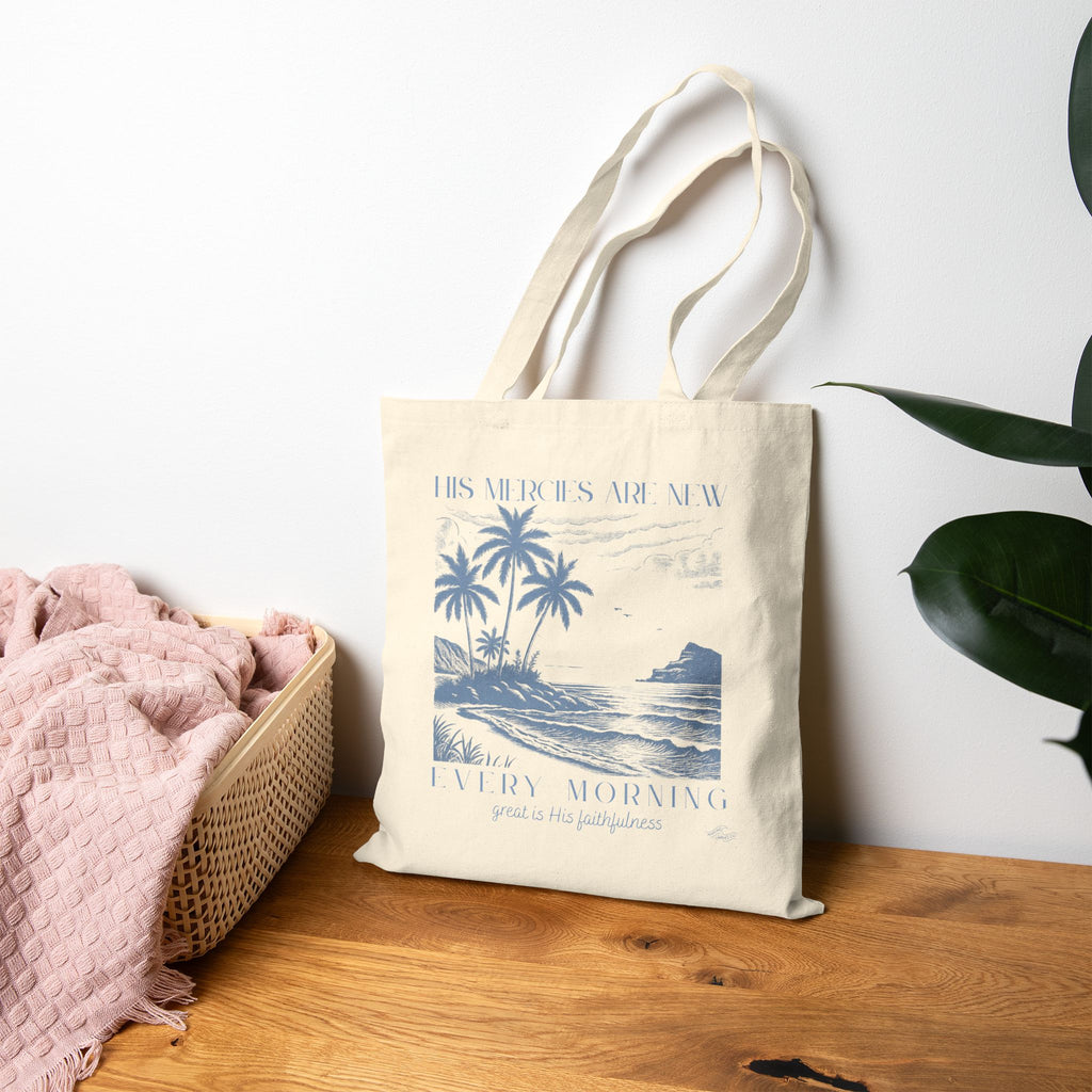 His Miracles Are New Every Morning Coastal Christian Tote Bag