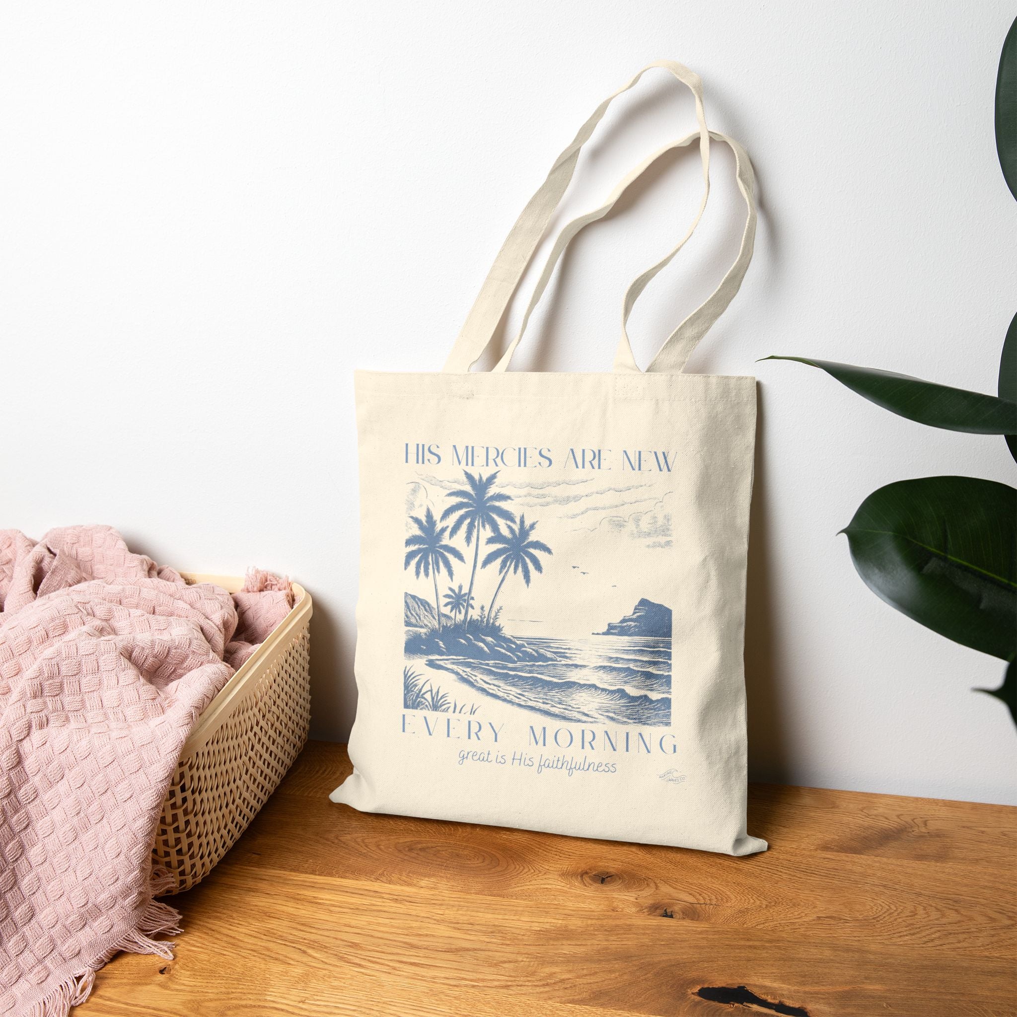 His Miracles Are New Every Morning Coastal Christian Tote Bag