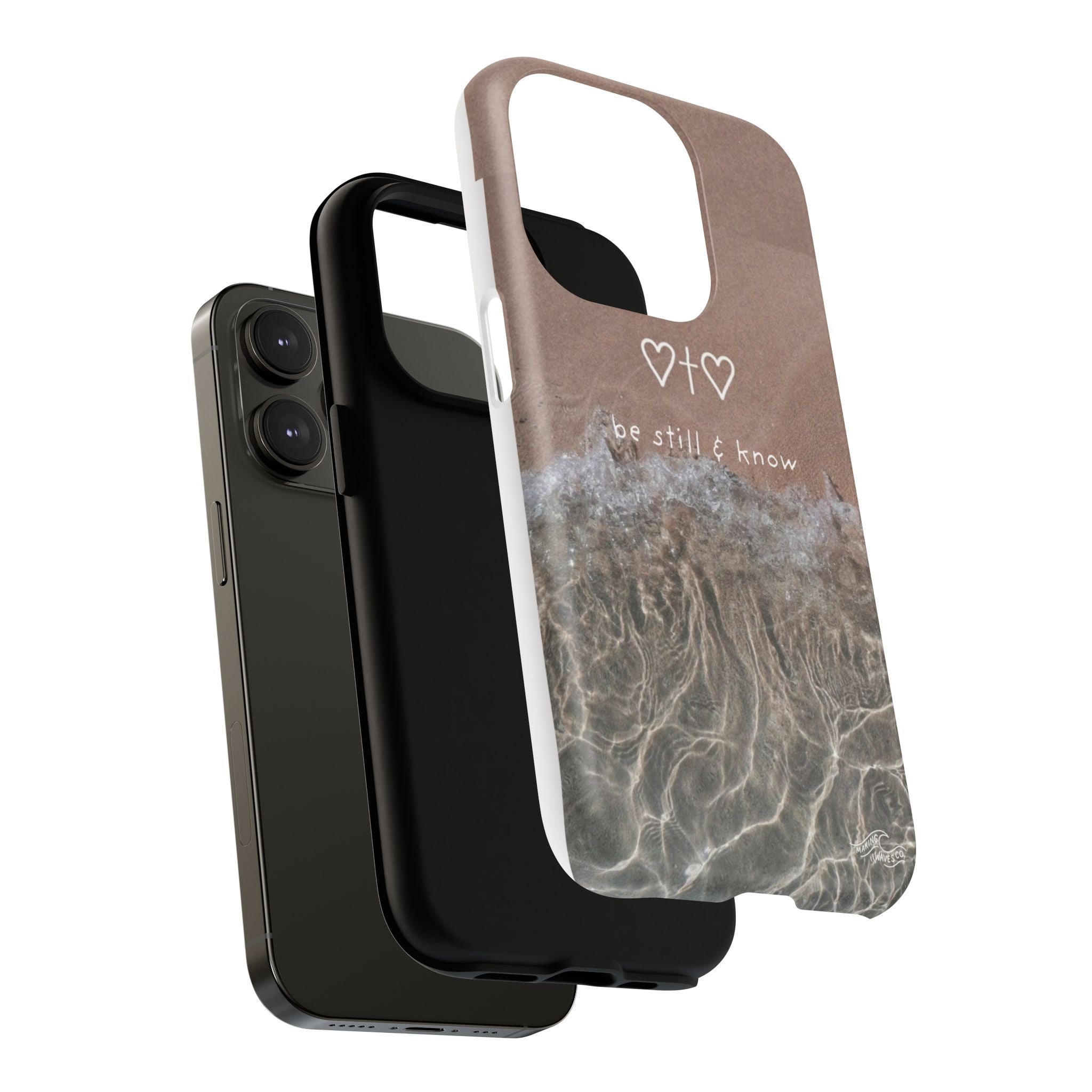 Neutral Coastal Phone Case | “Be Still & Know” Christian Magnetic iPhone Case