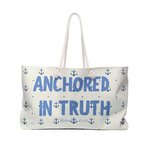 Anchored In Truth Oversized Weekender Tote | Coastal Christian Travel Bag