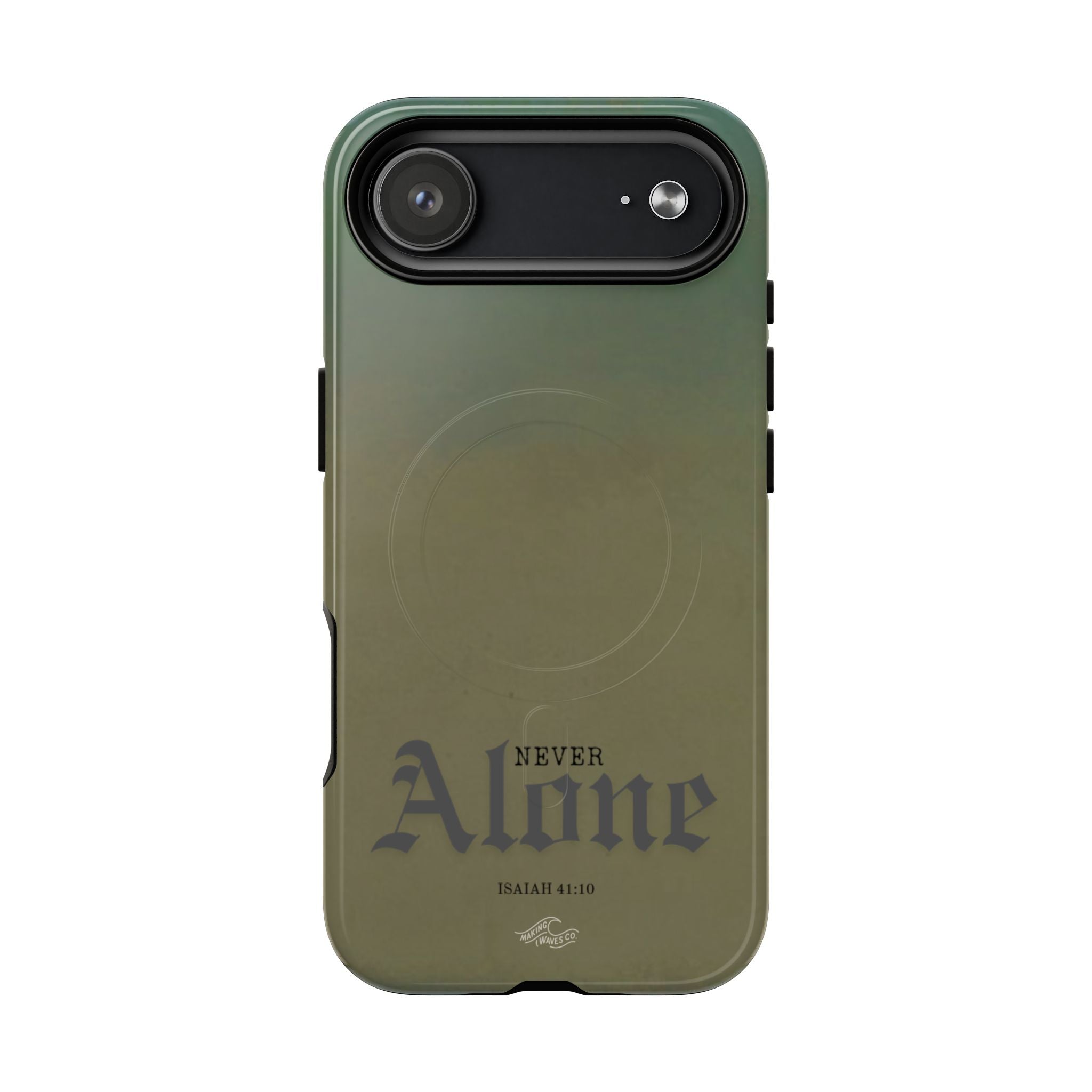 Never Alone Coastal Christian MagSafe iPhone Case