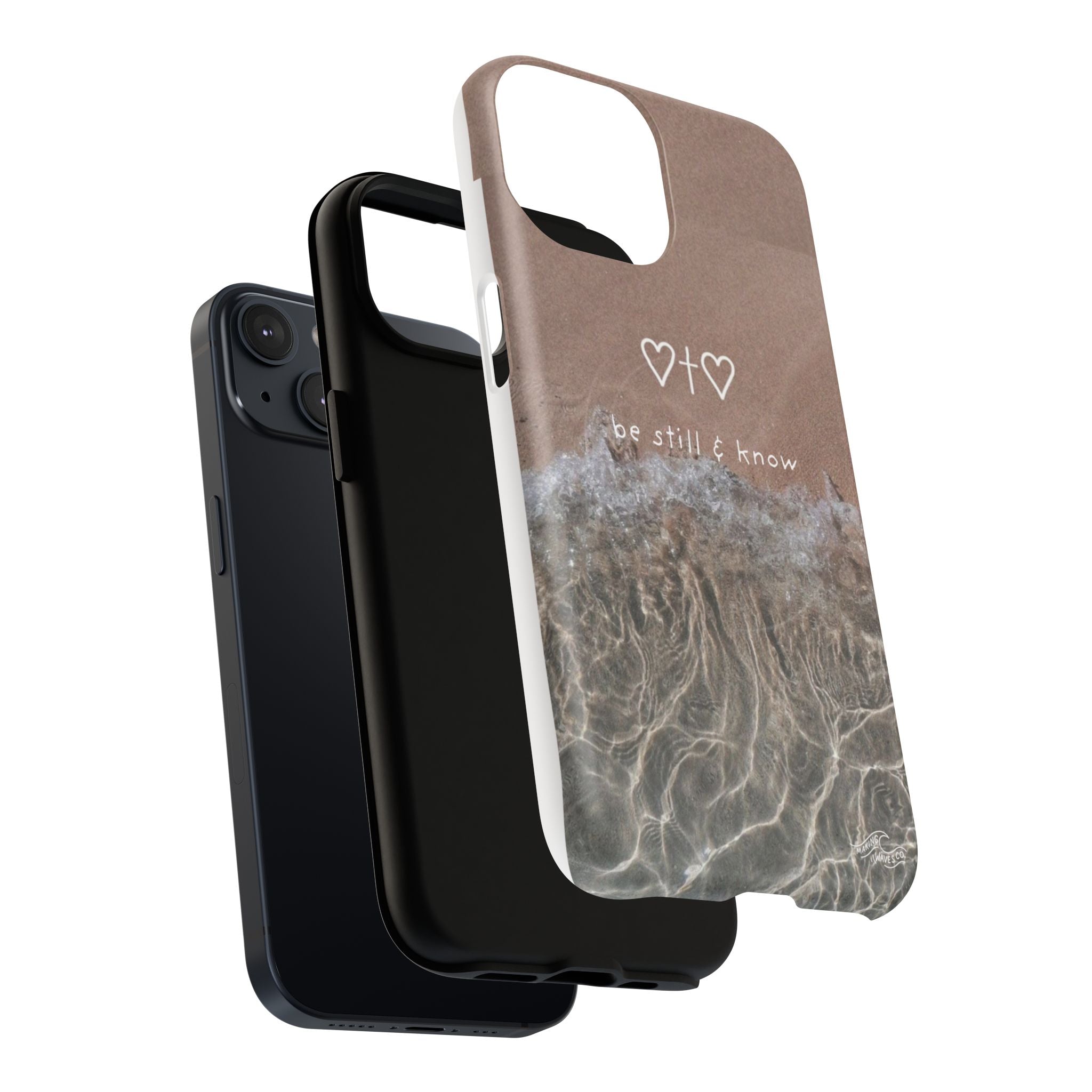 Neutral Coastal Phone Case | “Be Still & Know” Christian Magnetic iPhone Case