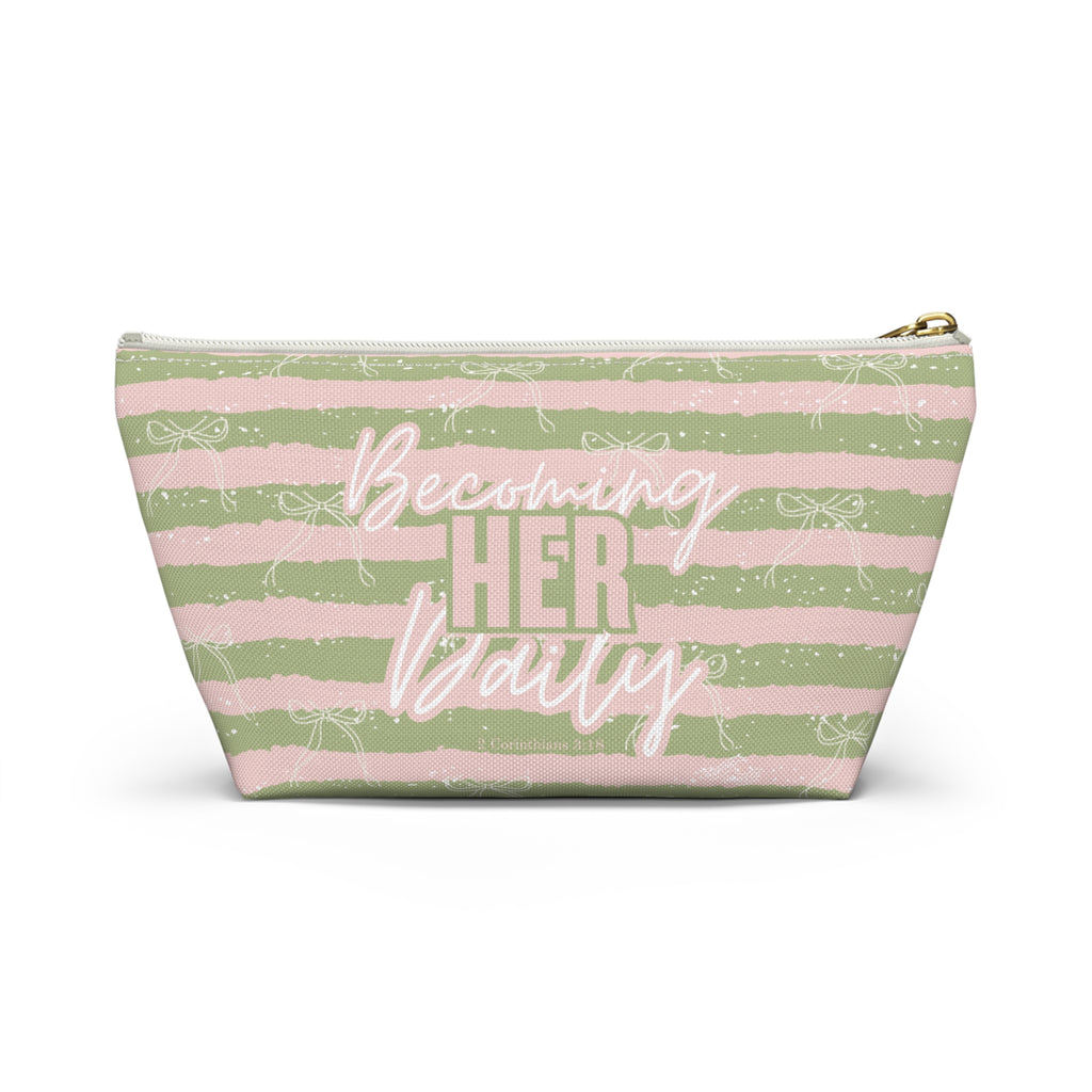 Becoming Her Daily | Faith-Based Makeup Bag | Christian Accessory Pouch