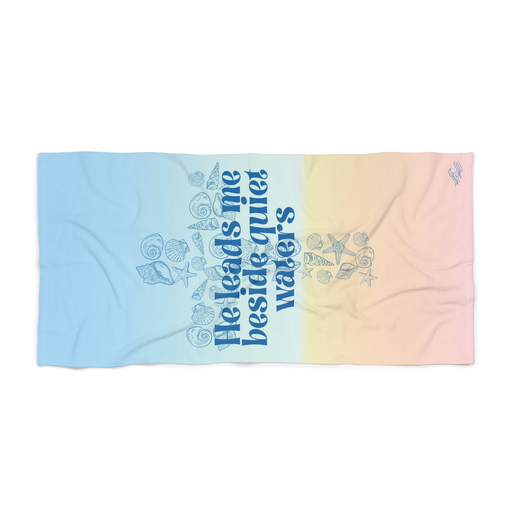 Spirit Lead Me Beside Quiet Waters  — Coastal Christian Beach Towel