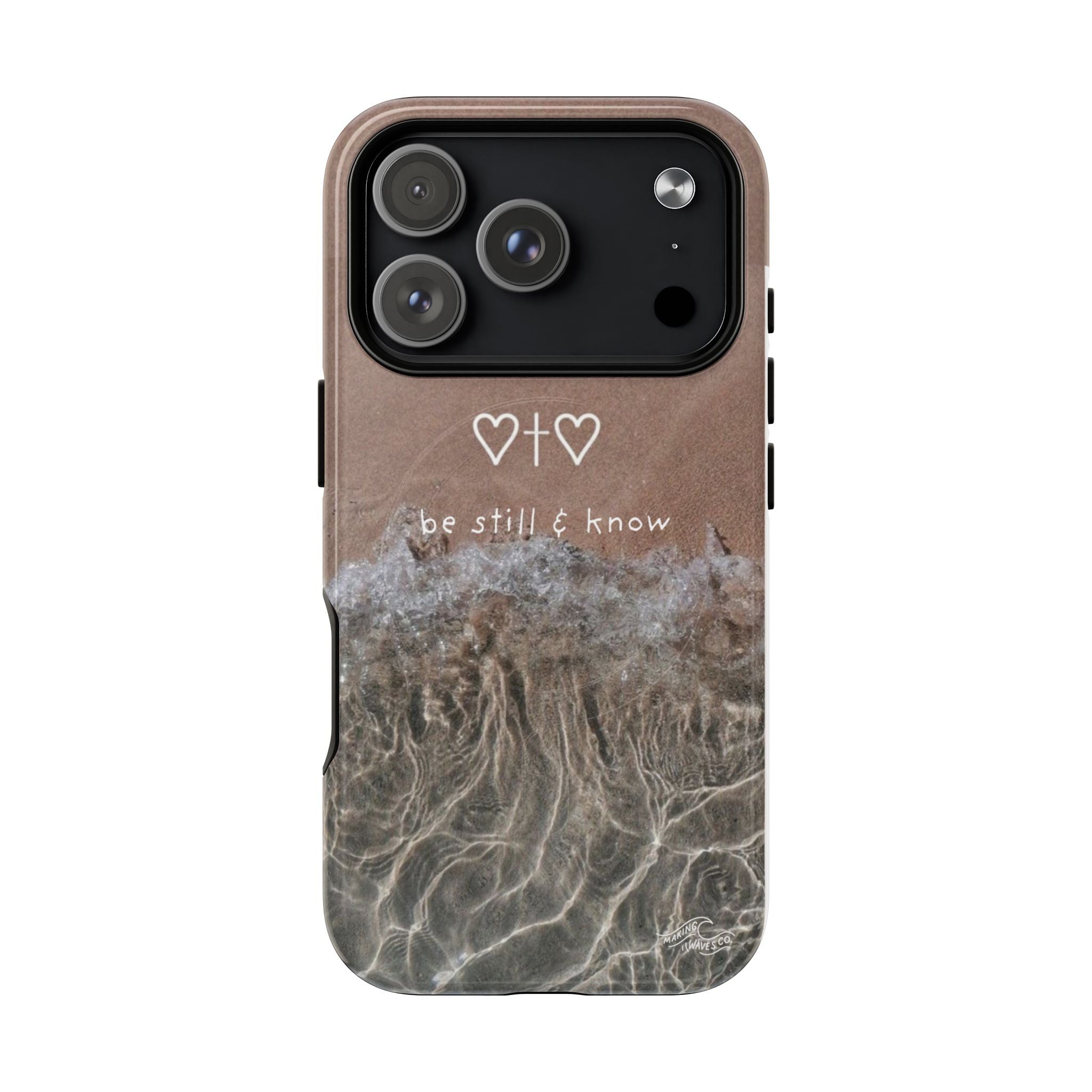 Neutral Coastal Phone Case | “Be Still & Know” Christian Magnetic iPhone Case