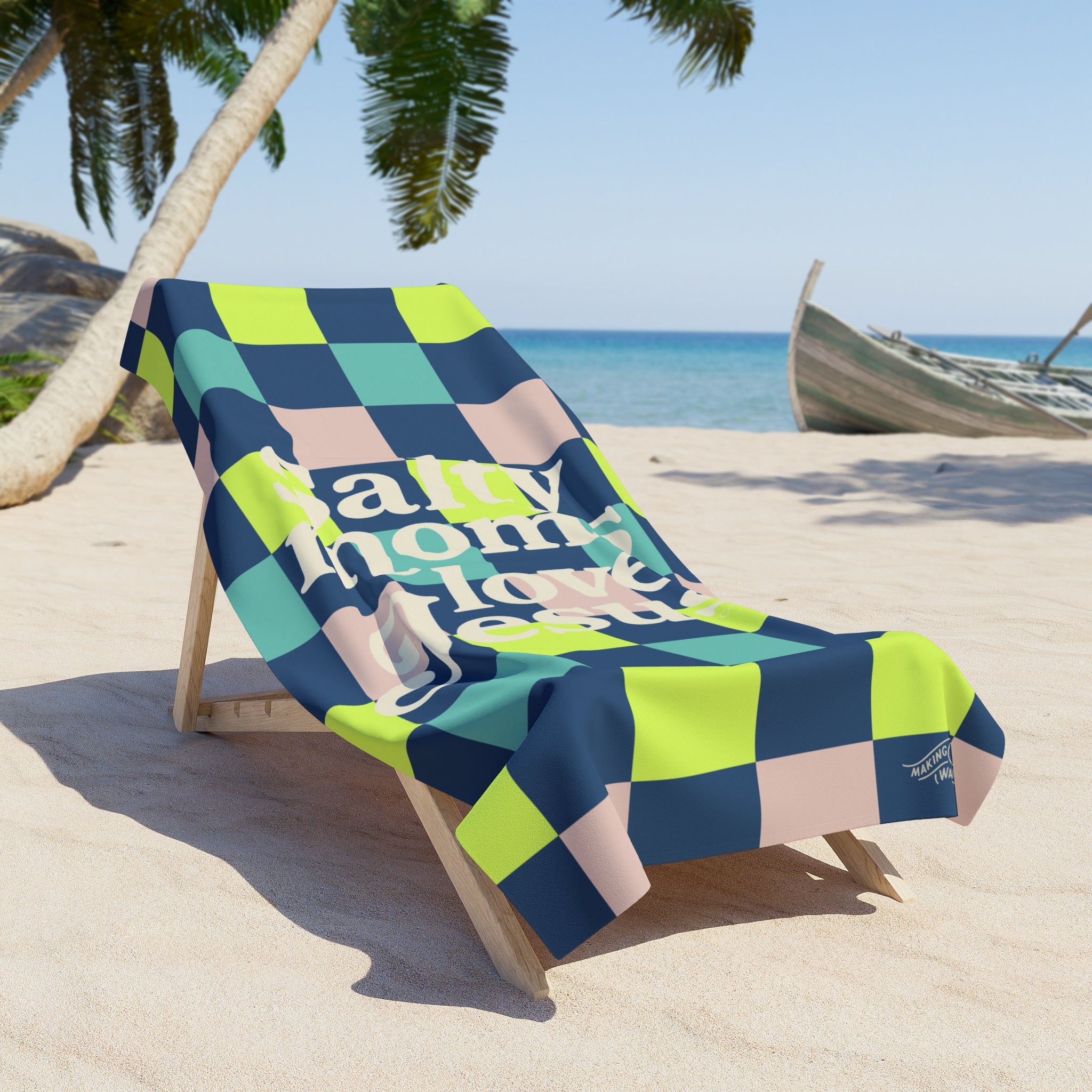 Salty Moms Love Jesus  — Coastal Christian Beach Towel