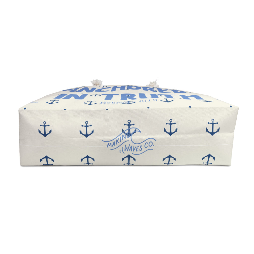 Anchored In Truth Oversized Weekender Tote | Coastal Christian Travel Bag