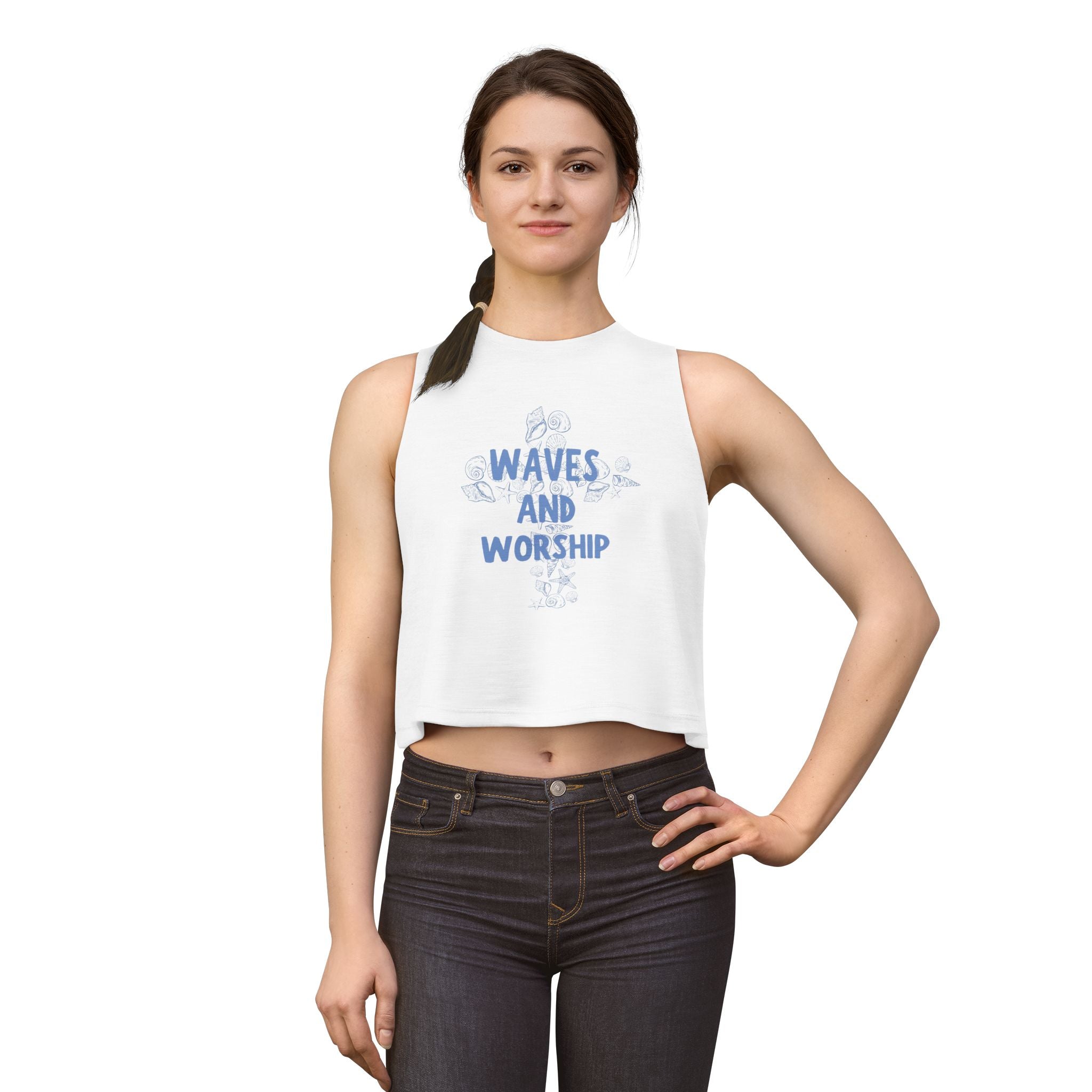 Waves and Worship  - Coastal Soft Crop Tank