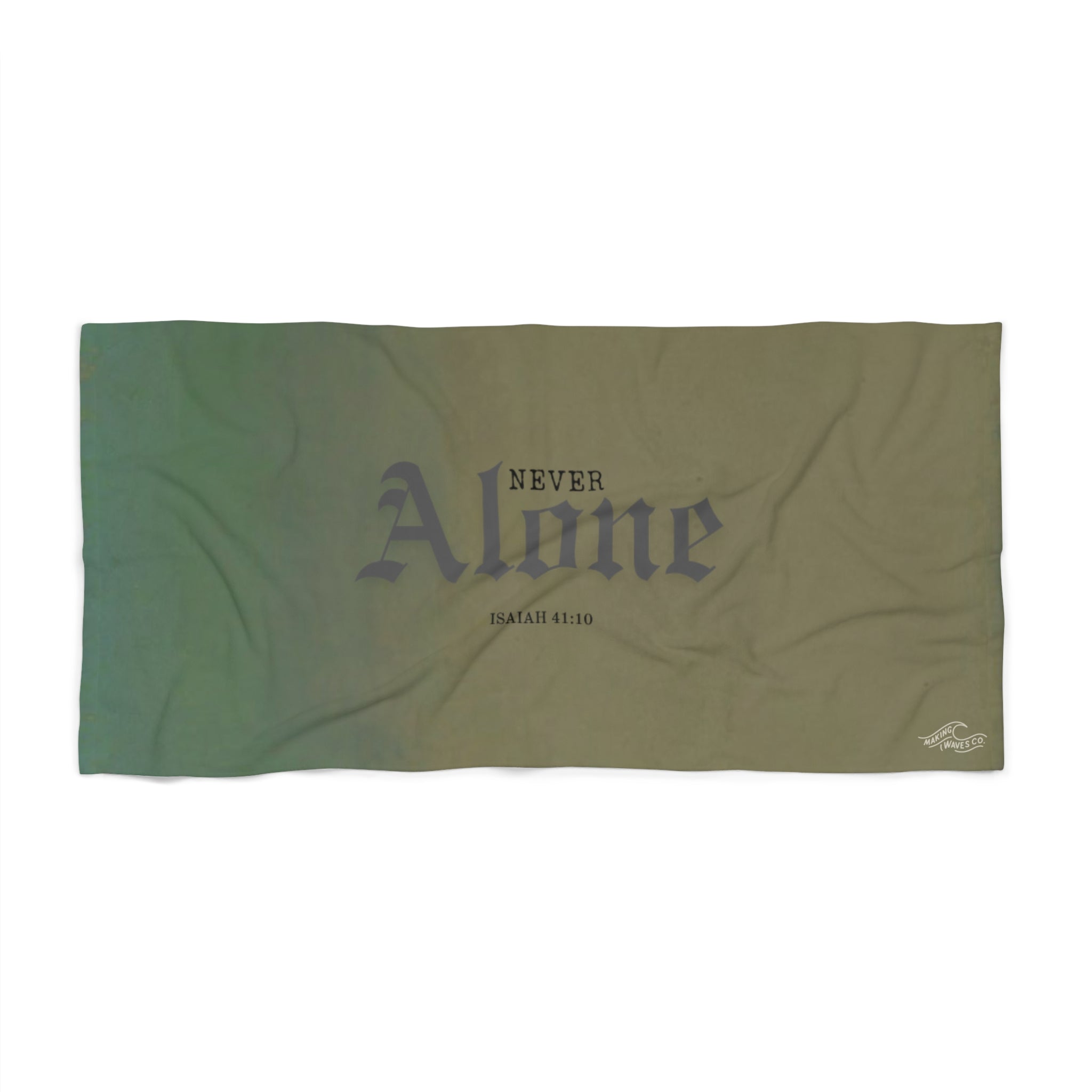 Never Alone Beach Towel — Christian Faith Coastal Towel