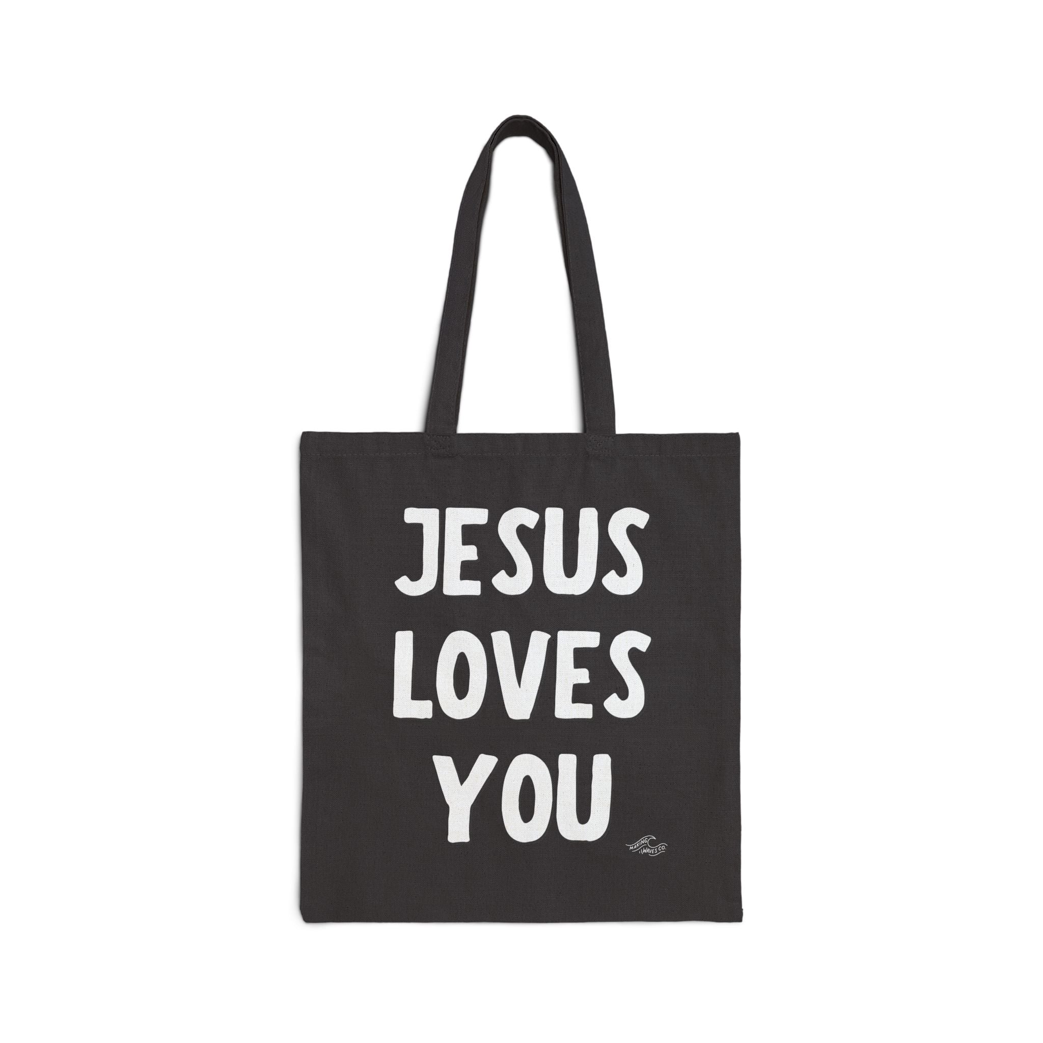 Jesus Loves You Coastal Christian Tote Bag  - Black