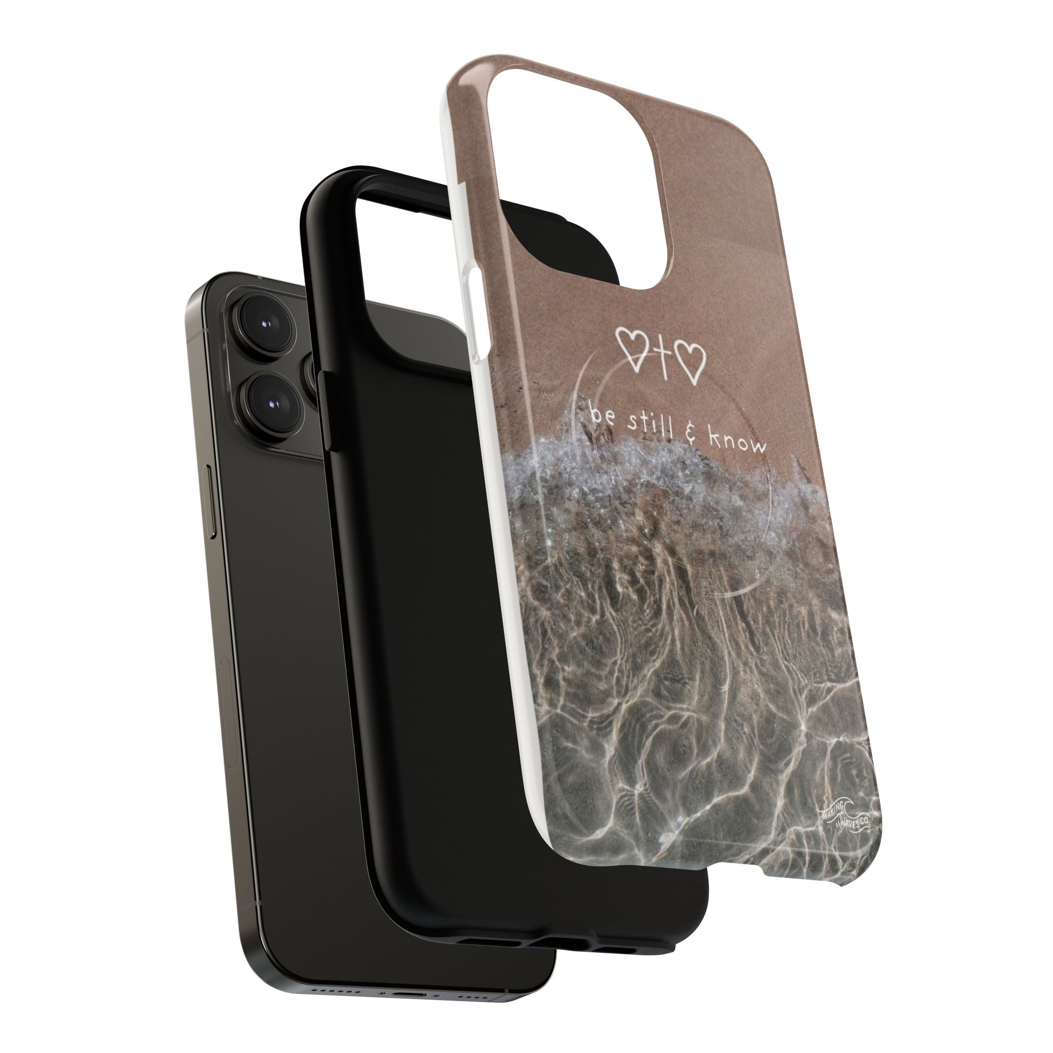 Neutral Coastal Phone Case | “Be Still & Know” Christian Magnetic iPhone Case