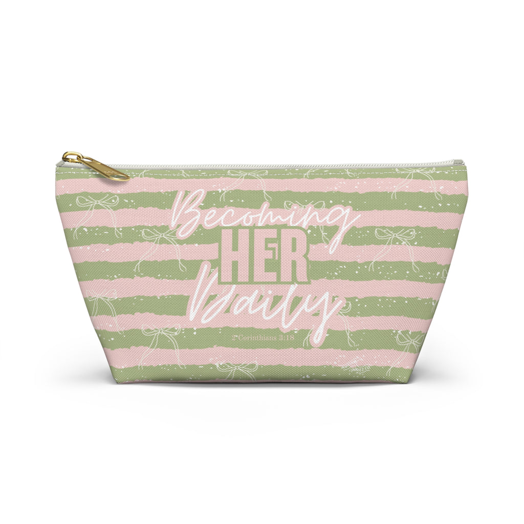 Becoming Her Daily | Faith-Based Makeup Bag | Christian Accessory Pouch