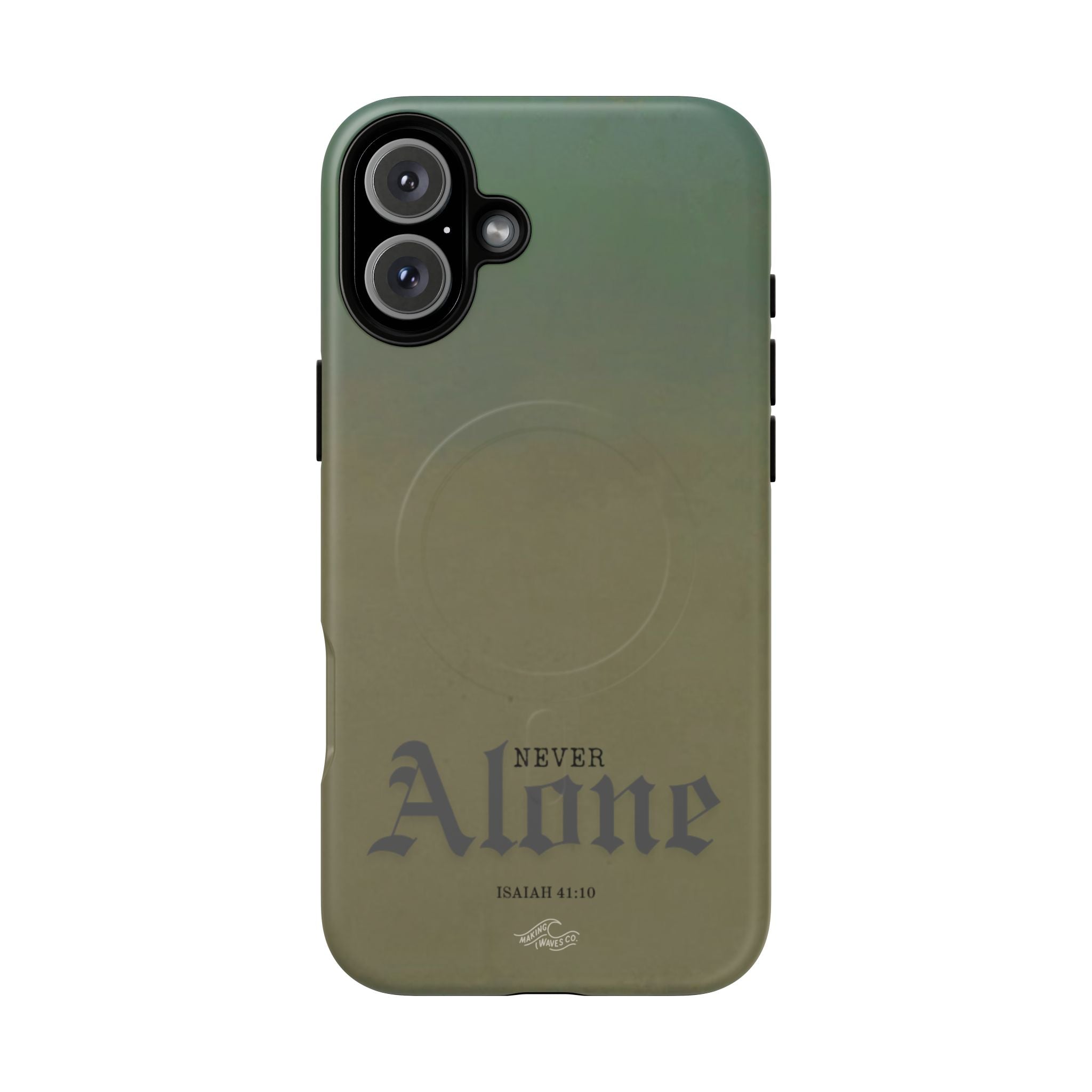 Never Alone Coastal Christian MagSafe iPhone Case