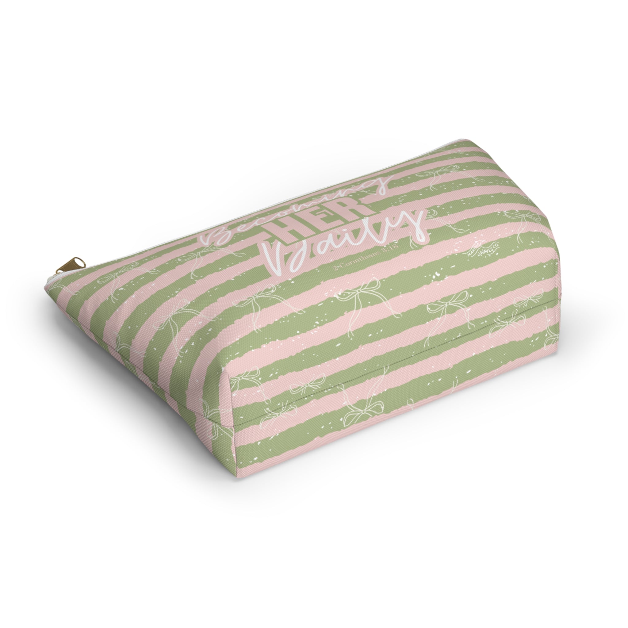 Becoming Her Daily | Faith-Based Makeup Bag | Christian Accessory Pouch