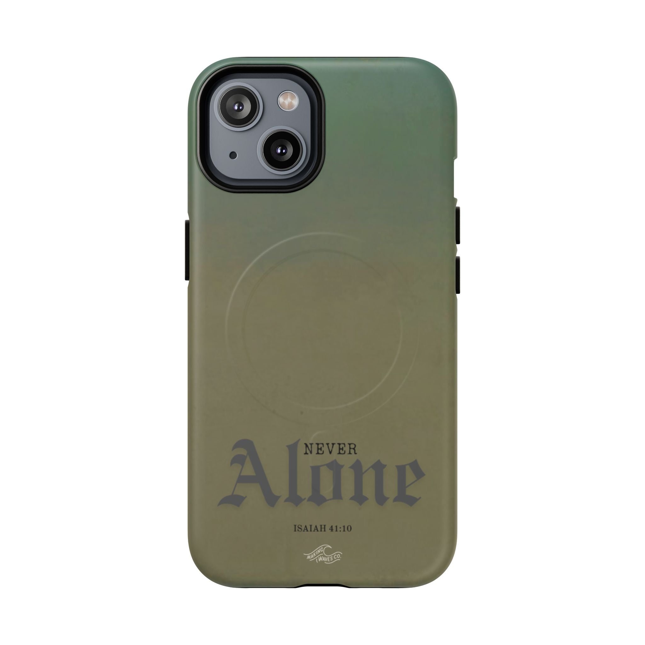 Never Alone Coastal Christian MagSafe iPhone Case