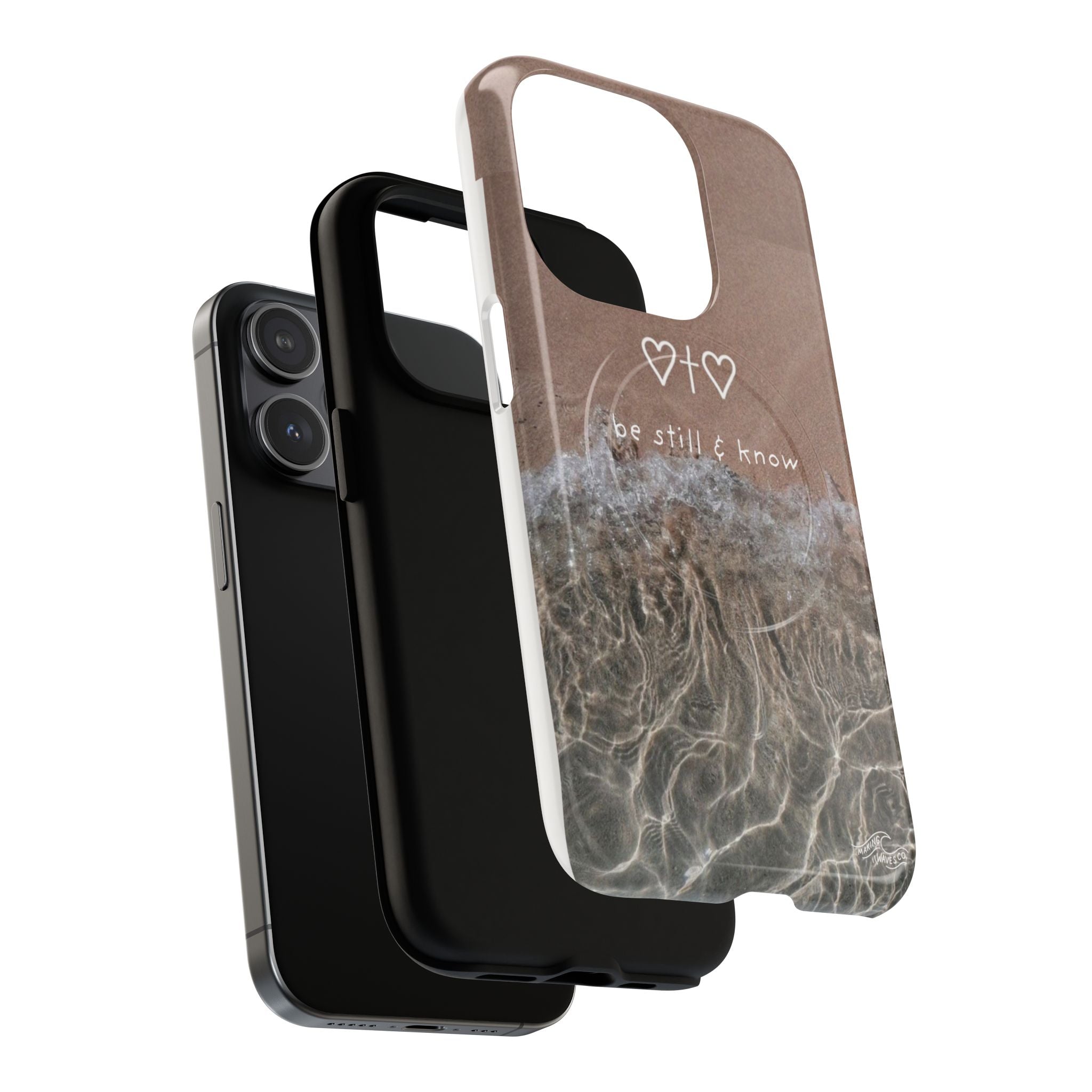 Neutral Coastal Phone Case | “Be Still & Know” Christian Magnetic iPhone Case