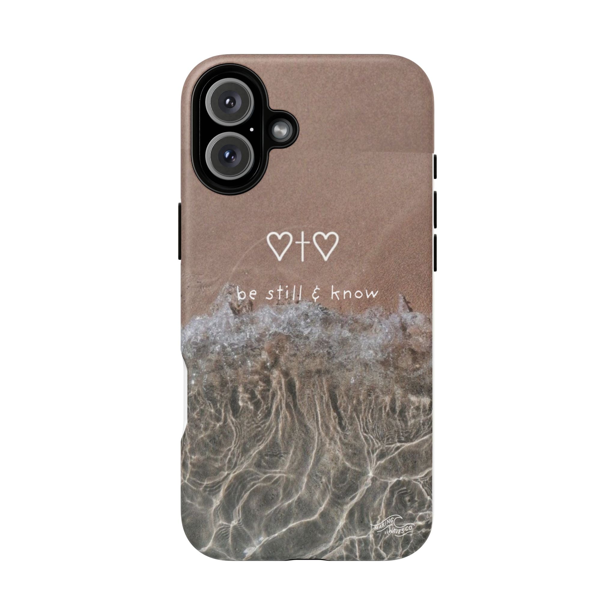 Neutral Coastal Phone Case | “Be Still & Know” Christian Magnetic iPhone Case