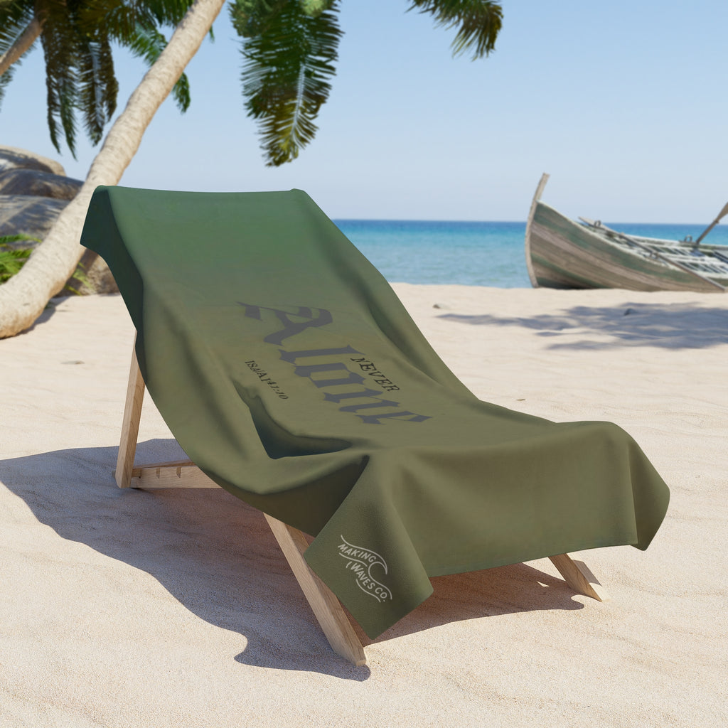 Never Alone Beach Towel — Christian Faith Coastal Towel