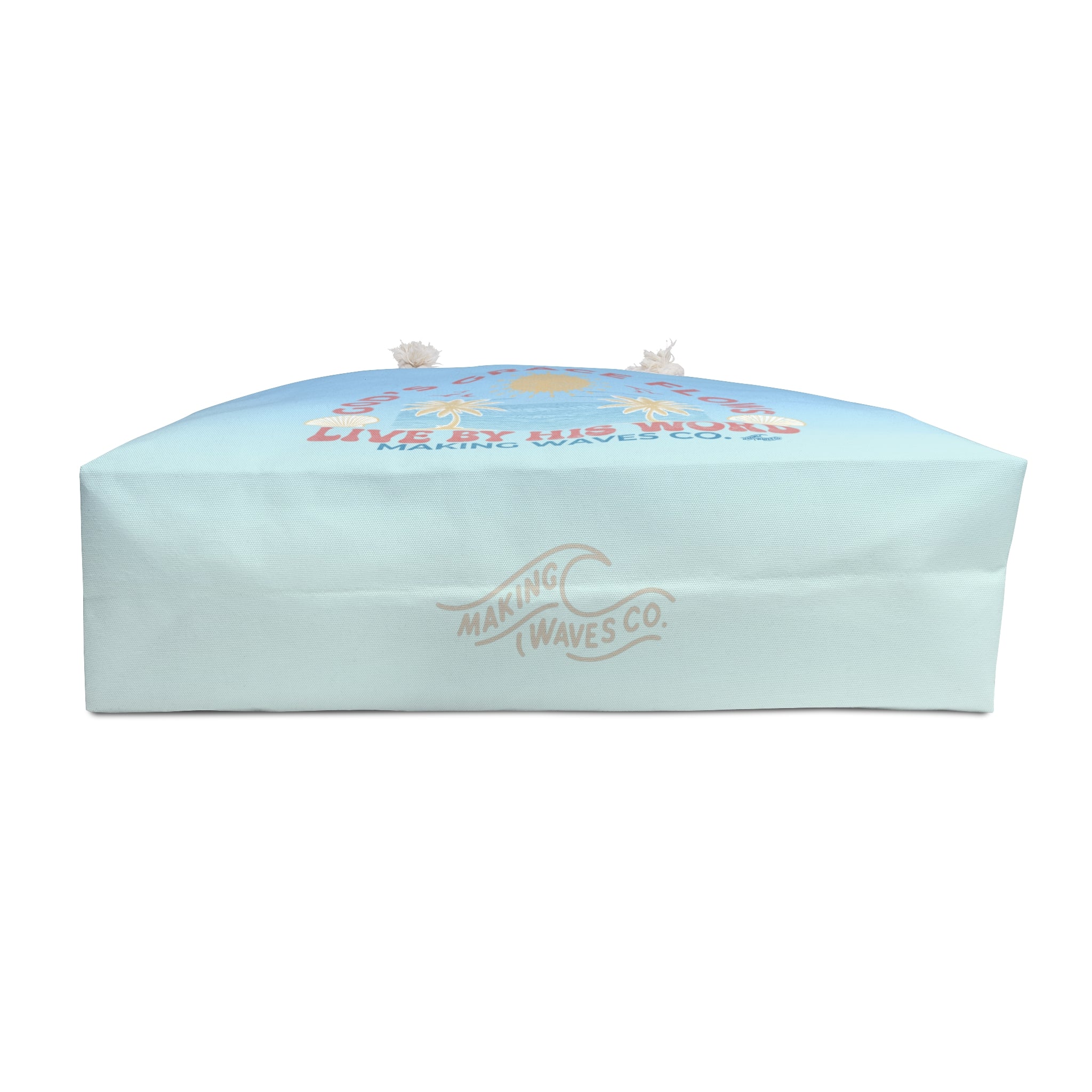 God's Grace Flows Coastal Weekender Bag — Oversized Faith Tote ("live by his word")