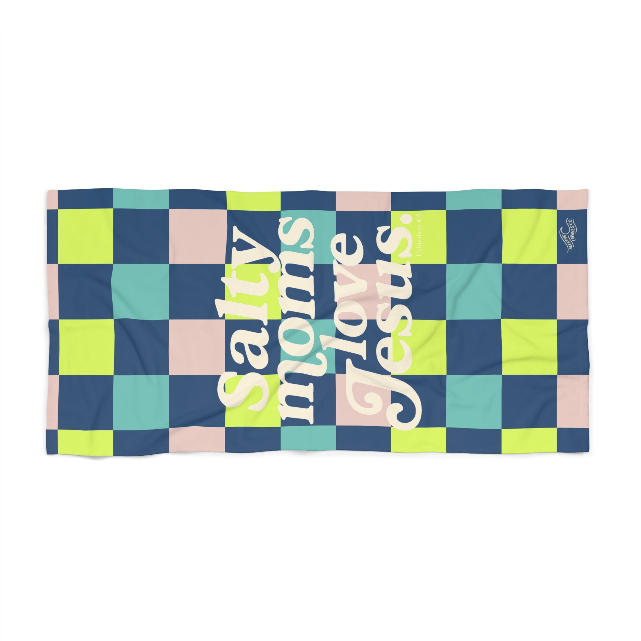 Salty Moms Love Jesus  — Coastal Christian Beach Towel