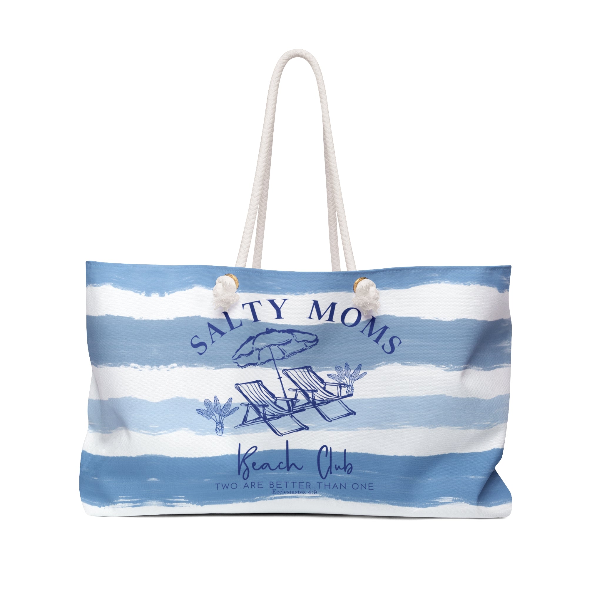 Salty Moms Beach Club Oversized Bag – Striped Coastal Tote for Mom Getaways