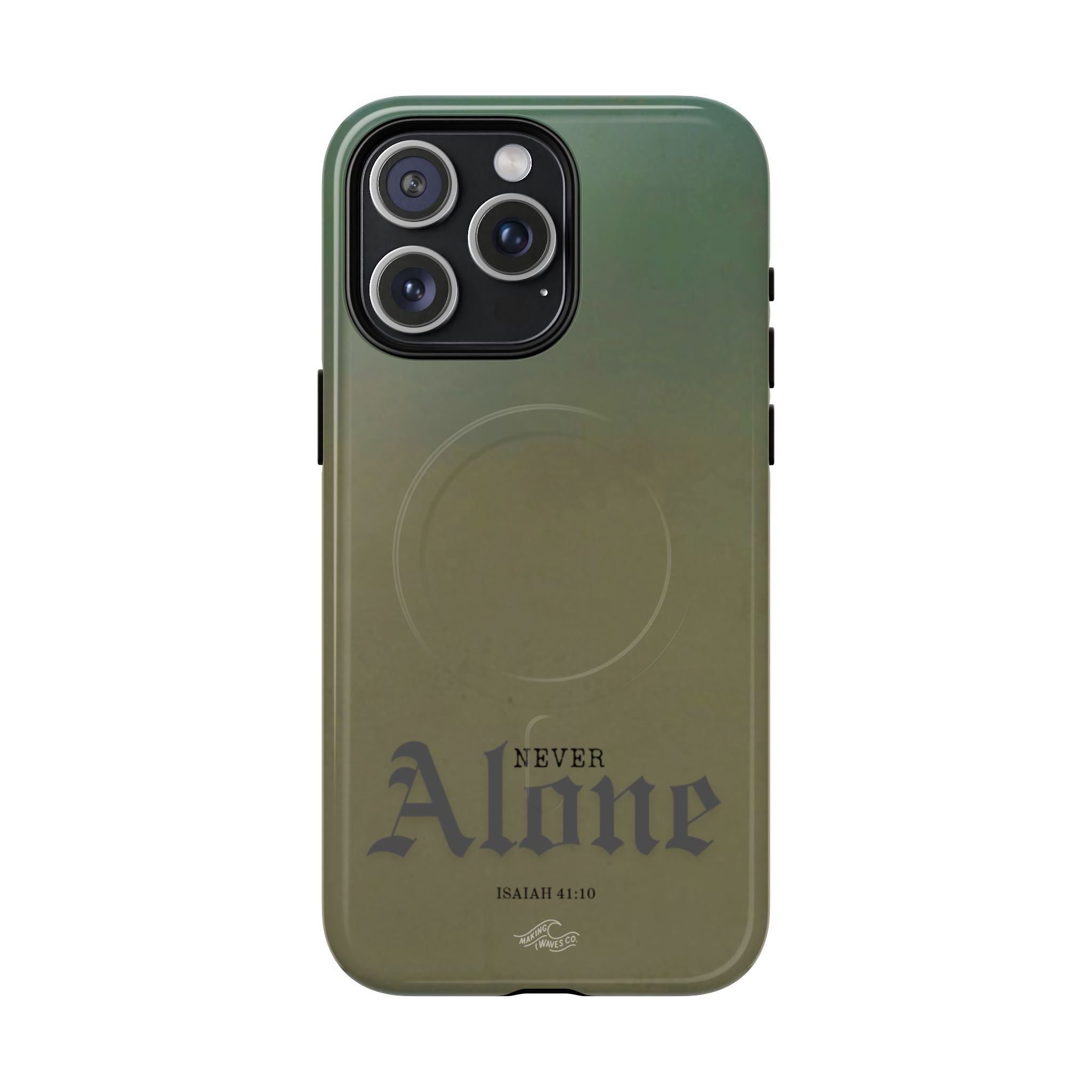 Never Alone Coastal Christian MagSafe iPhone Case