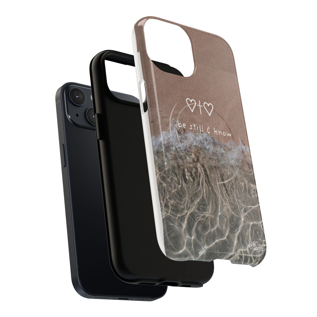 Neutral Coastal Phone Case | “Be Still & Know” Christian Magnetic iPhone Case