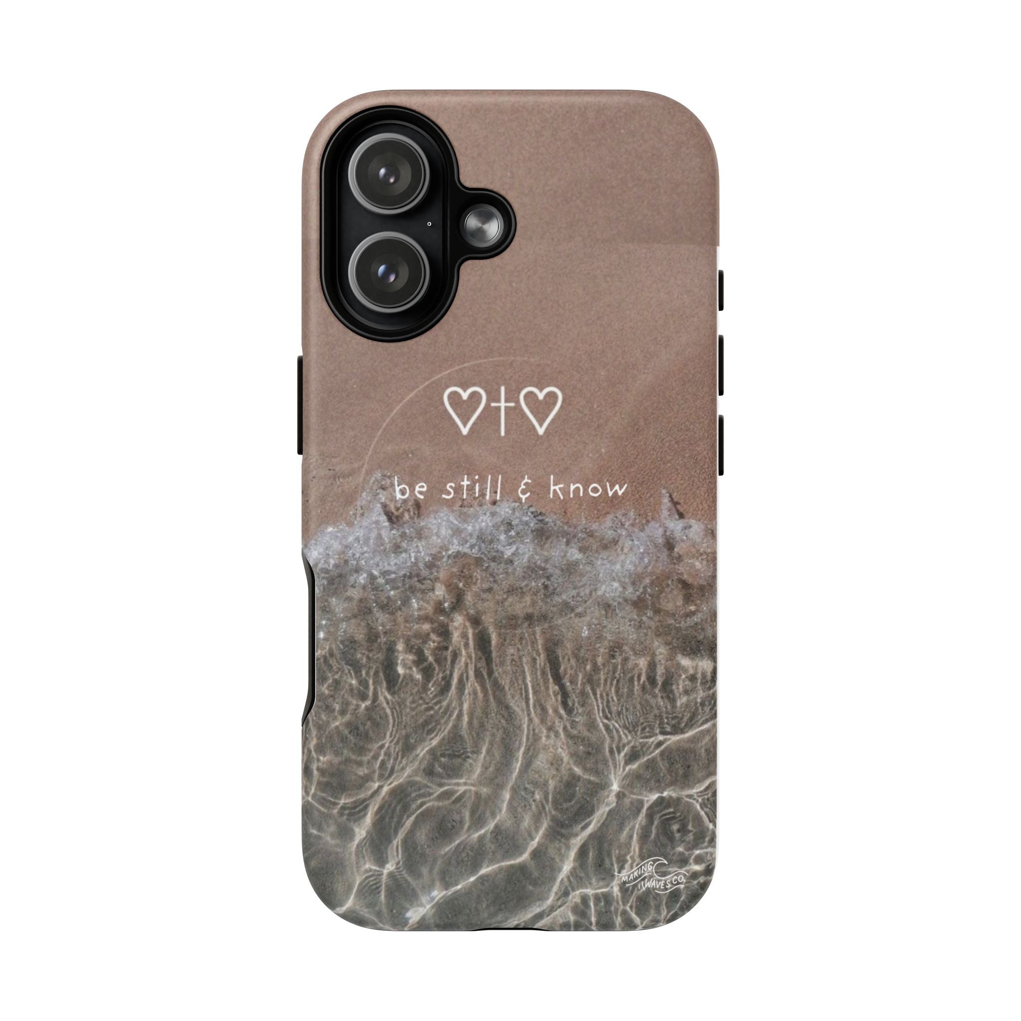 Neutral Coastal Phone Case | “Be Still & Know” Christian Magnetic iPhone Case