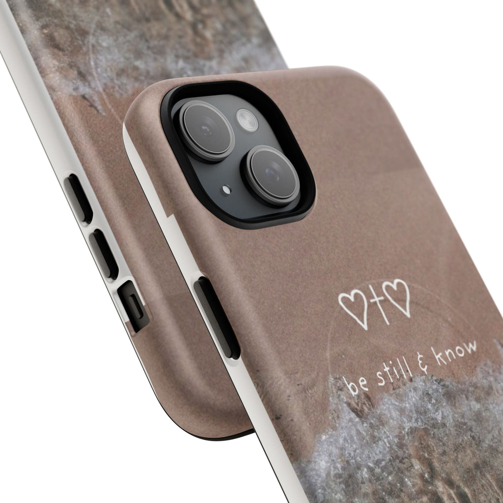Neutral Coastal Phone Case | “Be Still & Know” Christian Magnetic iPhone Case