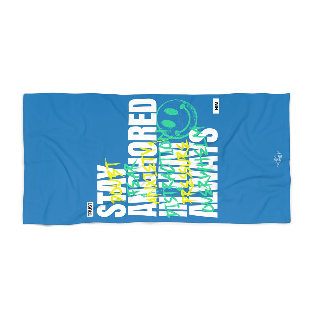 Stay Anchored in Him  — Coastal Christian Beach Towel