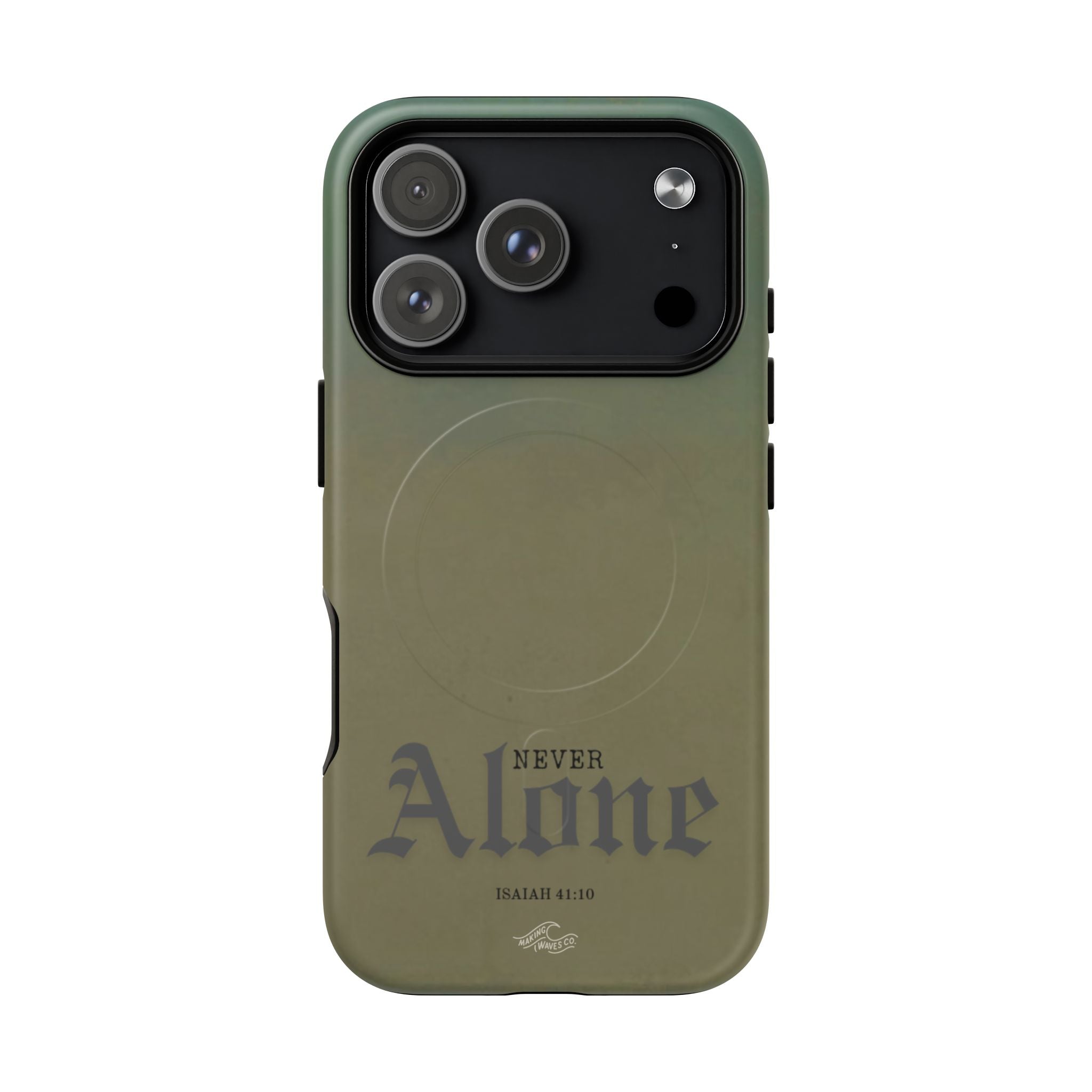 Never Alone Coastal Christian MagSafe iPhone Case
