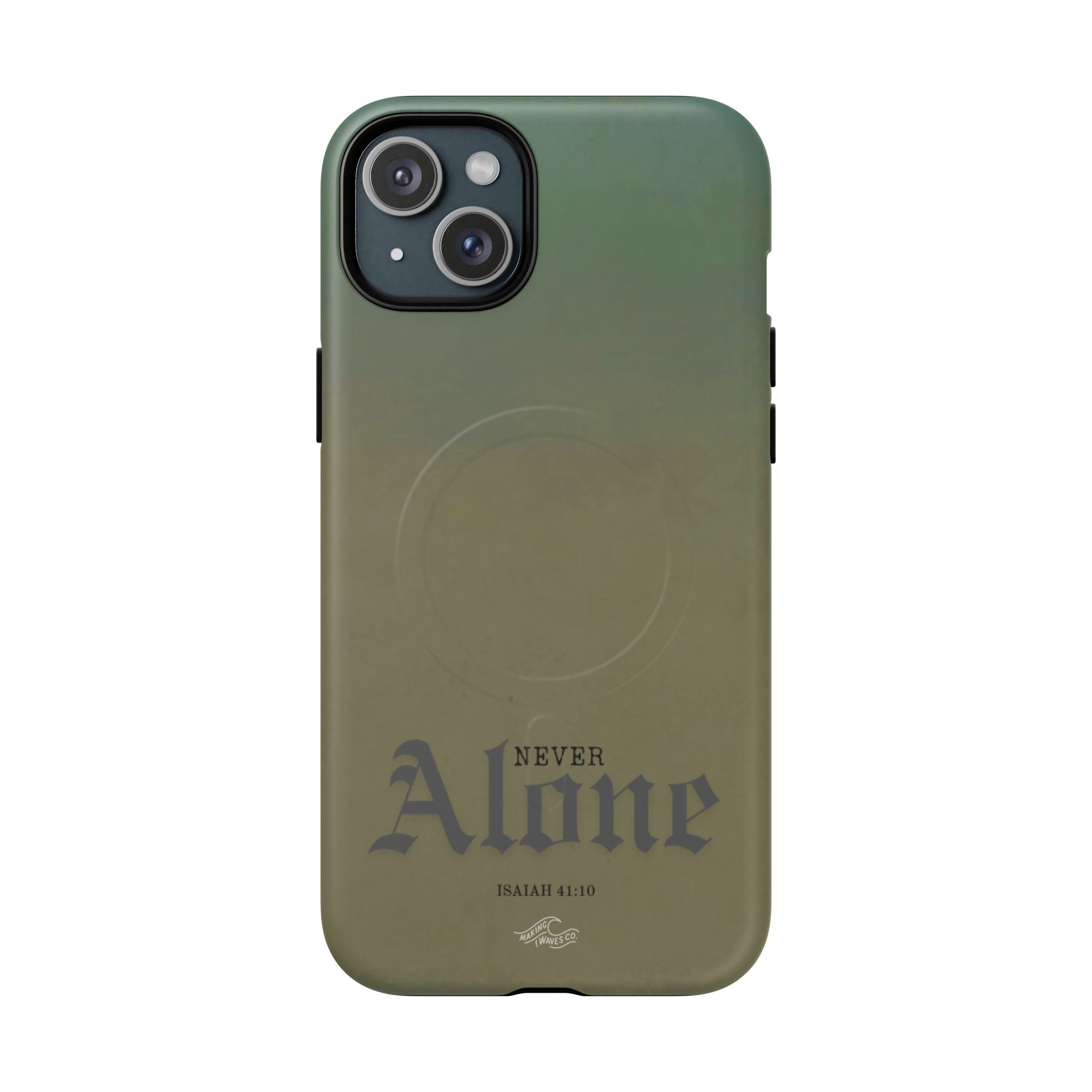 Never Alone Coastal Christian MagSafe iPhone Case