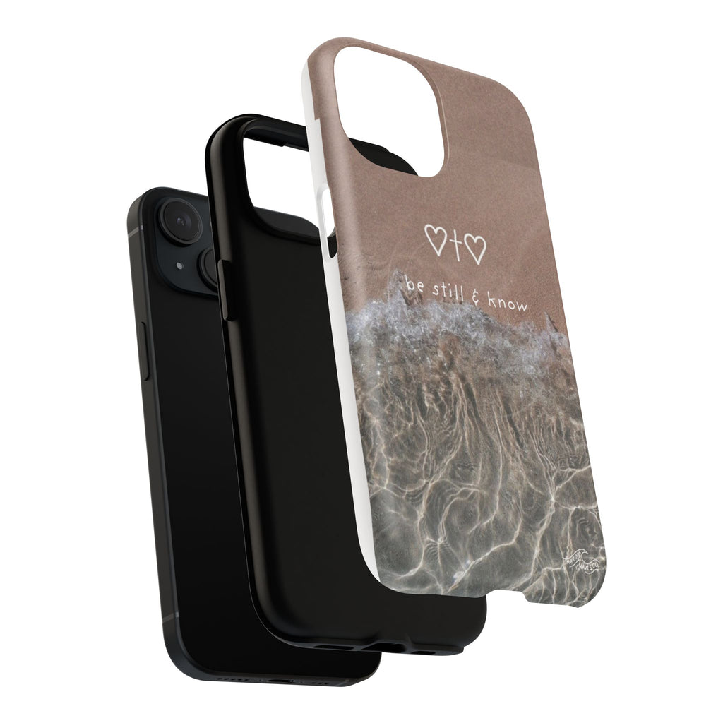 Neutral Coastal Phone Case | “Be Still & Know” Christian Magnetic iPhone Case