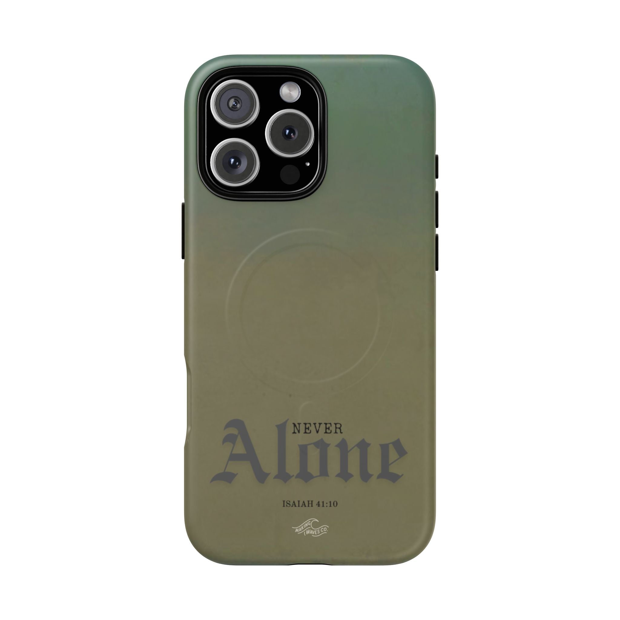 Never Alone Coastal Christian MagSafe iPhone Case