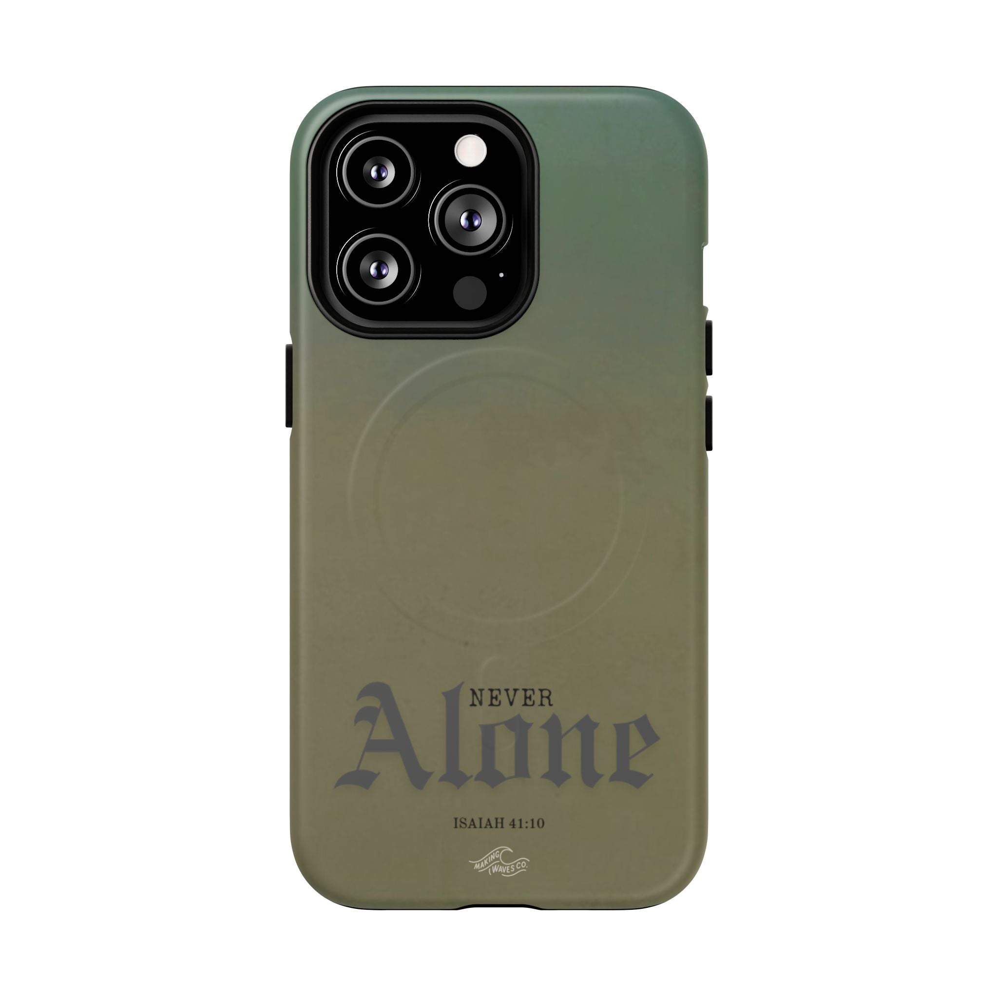 Never Alone Coastal Christian MagSafe iPhone Case