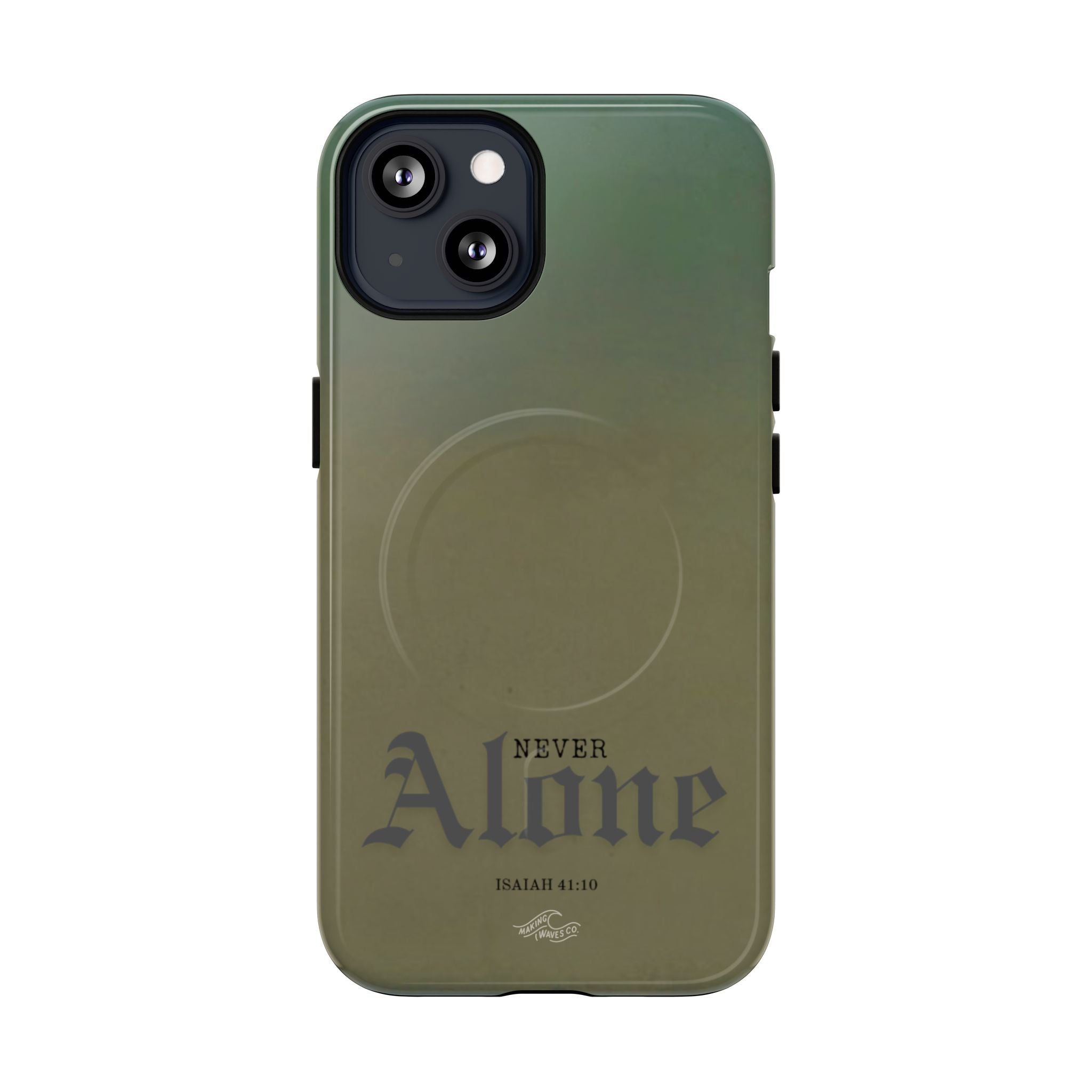 Never Alone Coastal Christian MagSafe iPhone Case