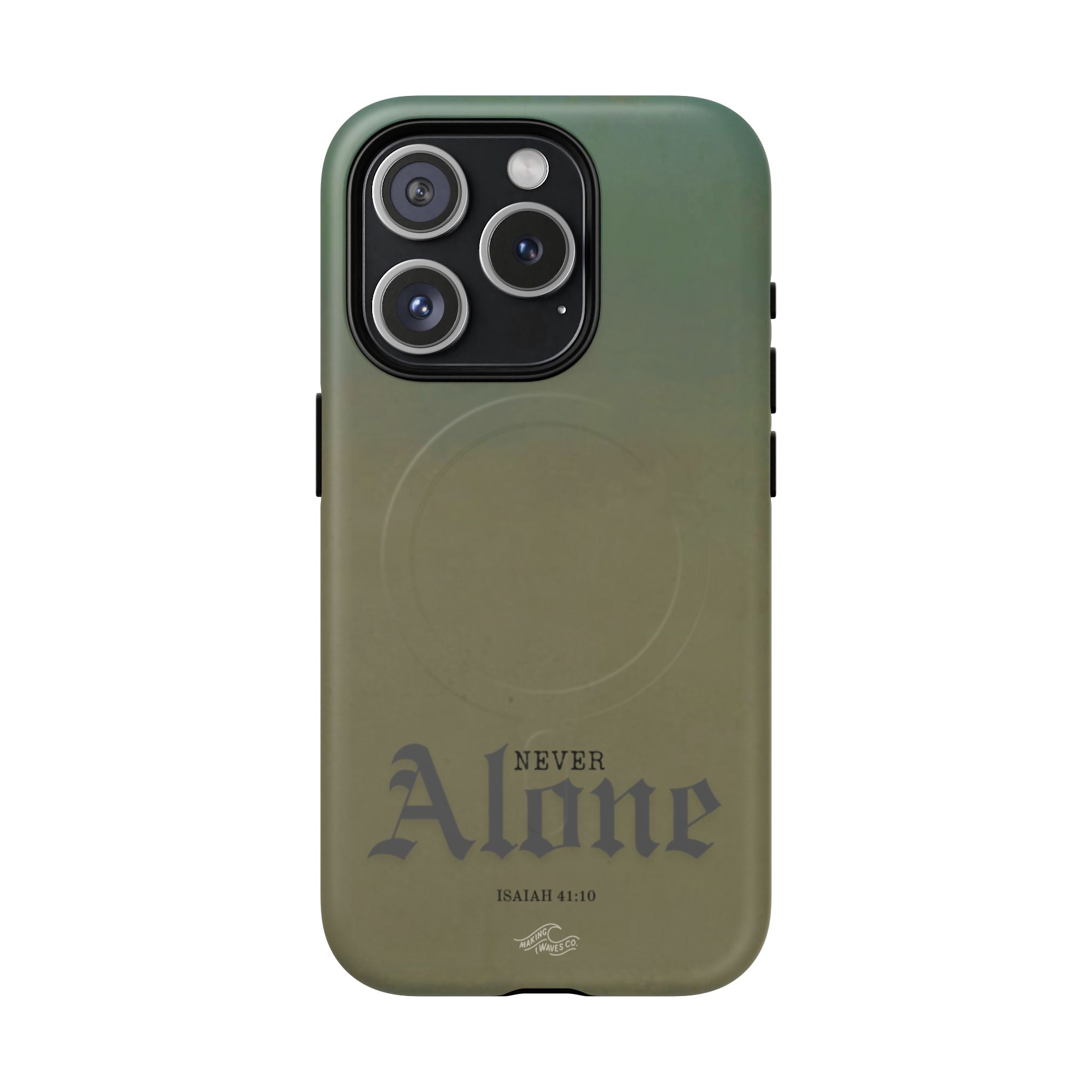 Never Alone Coastal Christian MagSafe iPhone Case