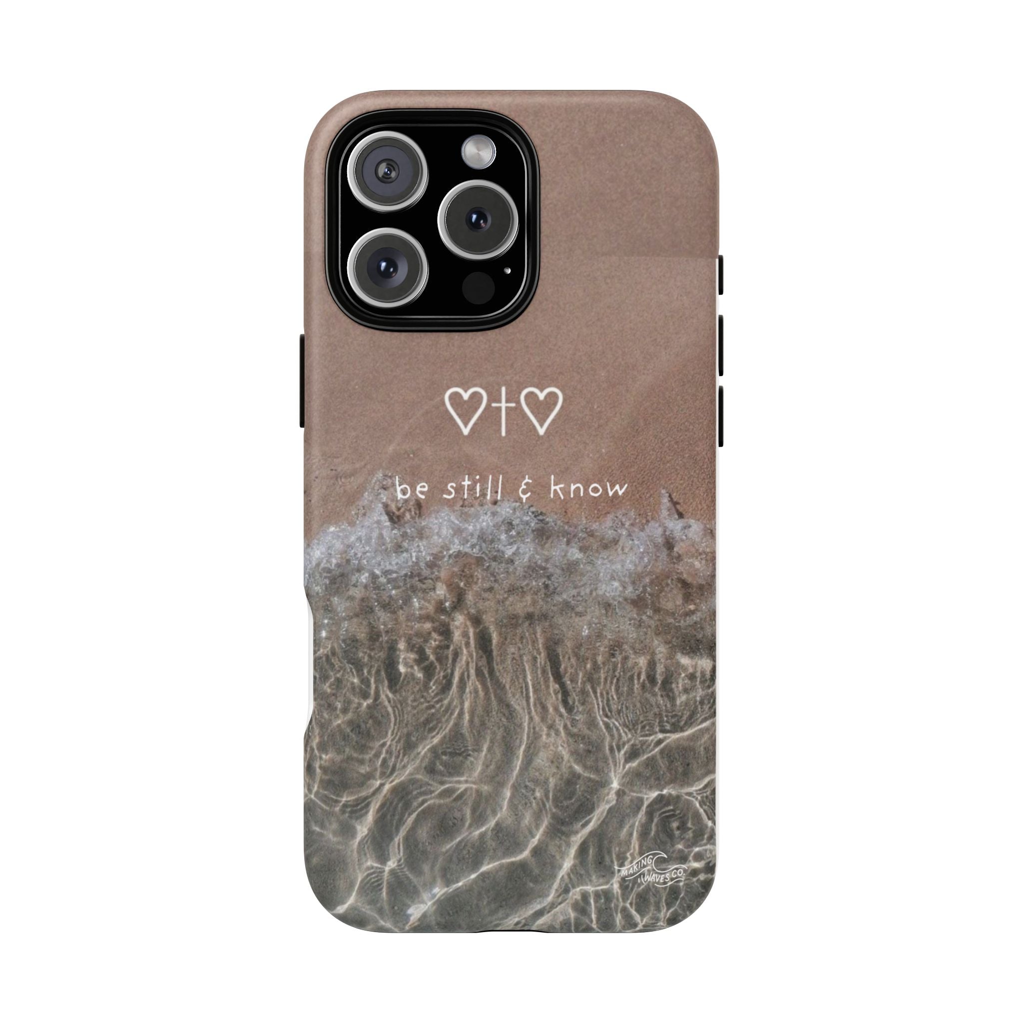 Neutral Coastal Phone Case | “Be Still & Know” Christian Magnetic iPhone Case