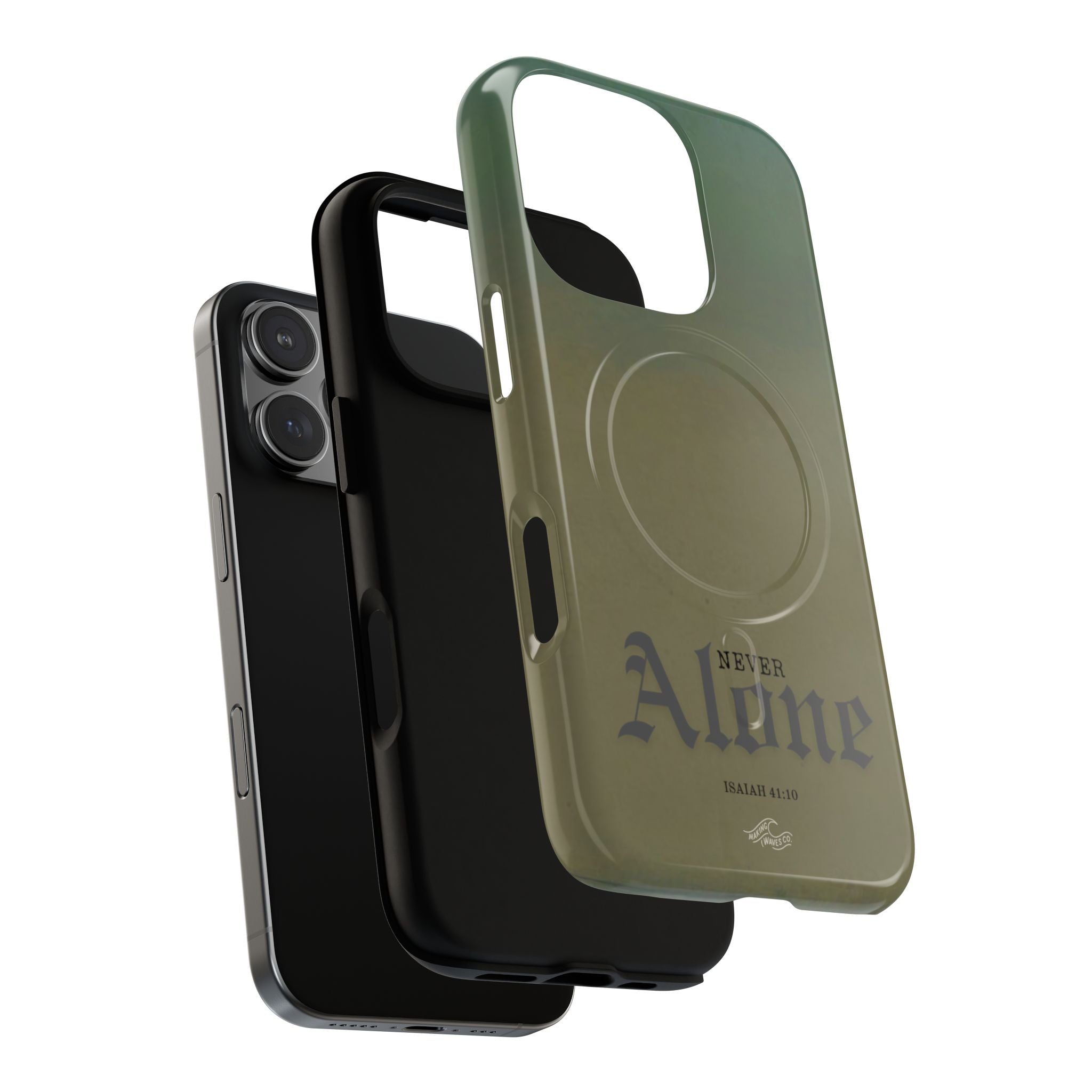 Never Alone Coastal Christian MagSafe iPhone Case