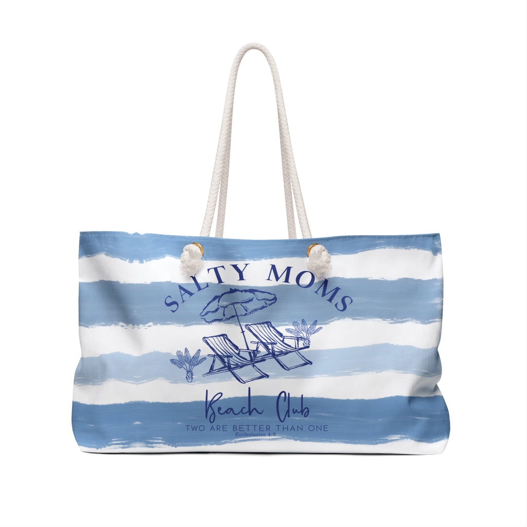 Salty Moms Beach Club Oversized Bag – Striped Coastal Tote for Mom Getaways