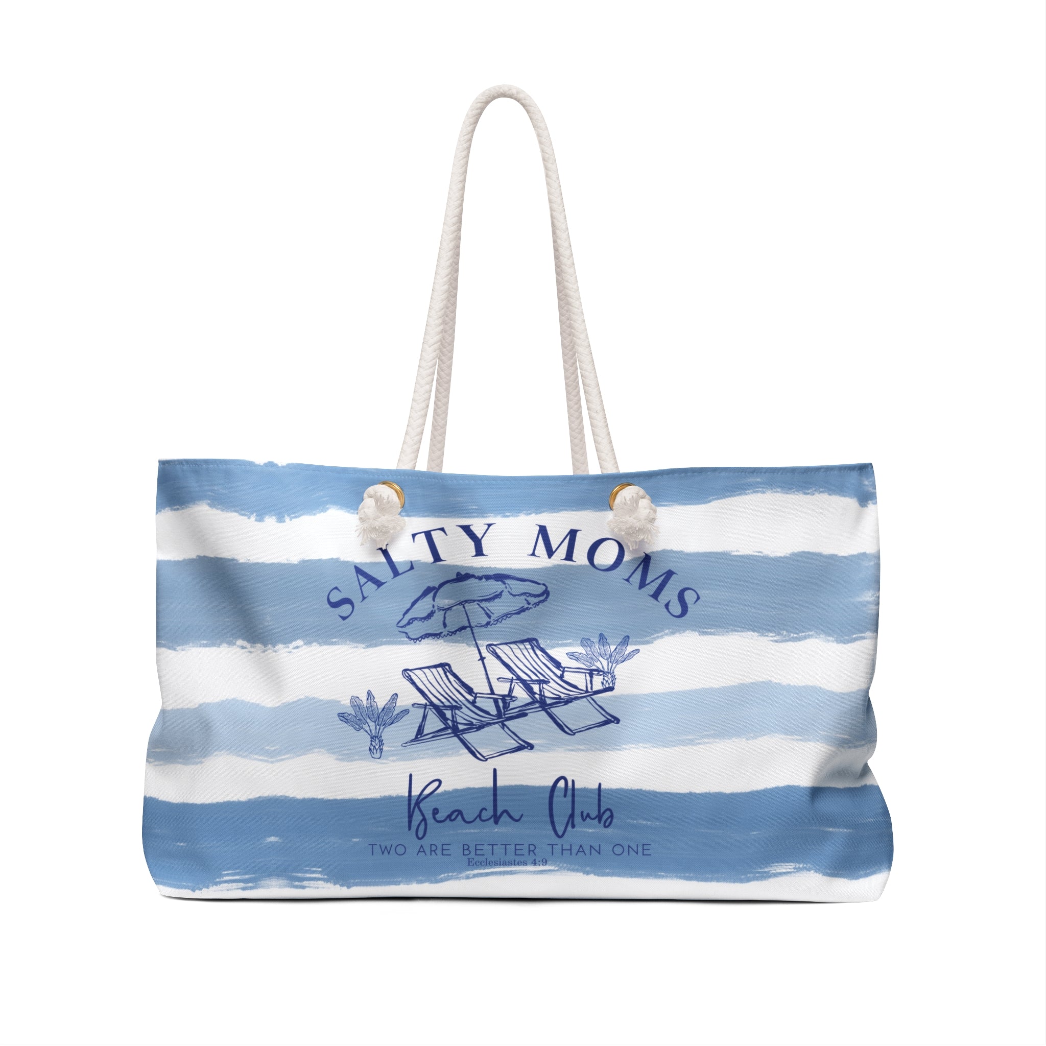 Salty Moms Beach Club Oversized Bag – Striped Coastal Tote for Mom Getaways