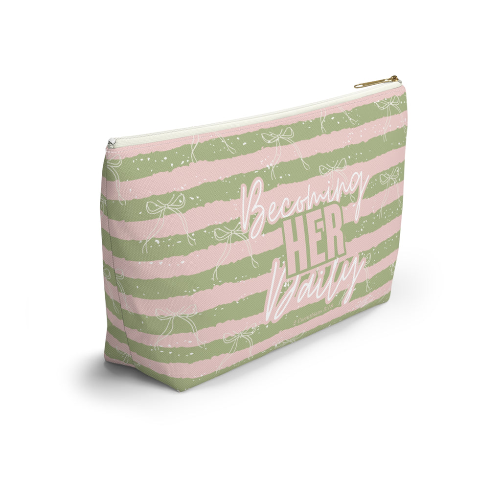 Becoming Her Daily | Faith-Based Makeup Bag | Christian Accessory Pouch