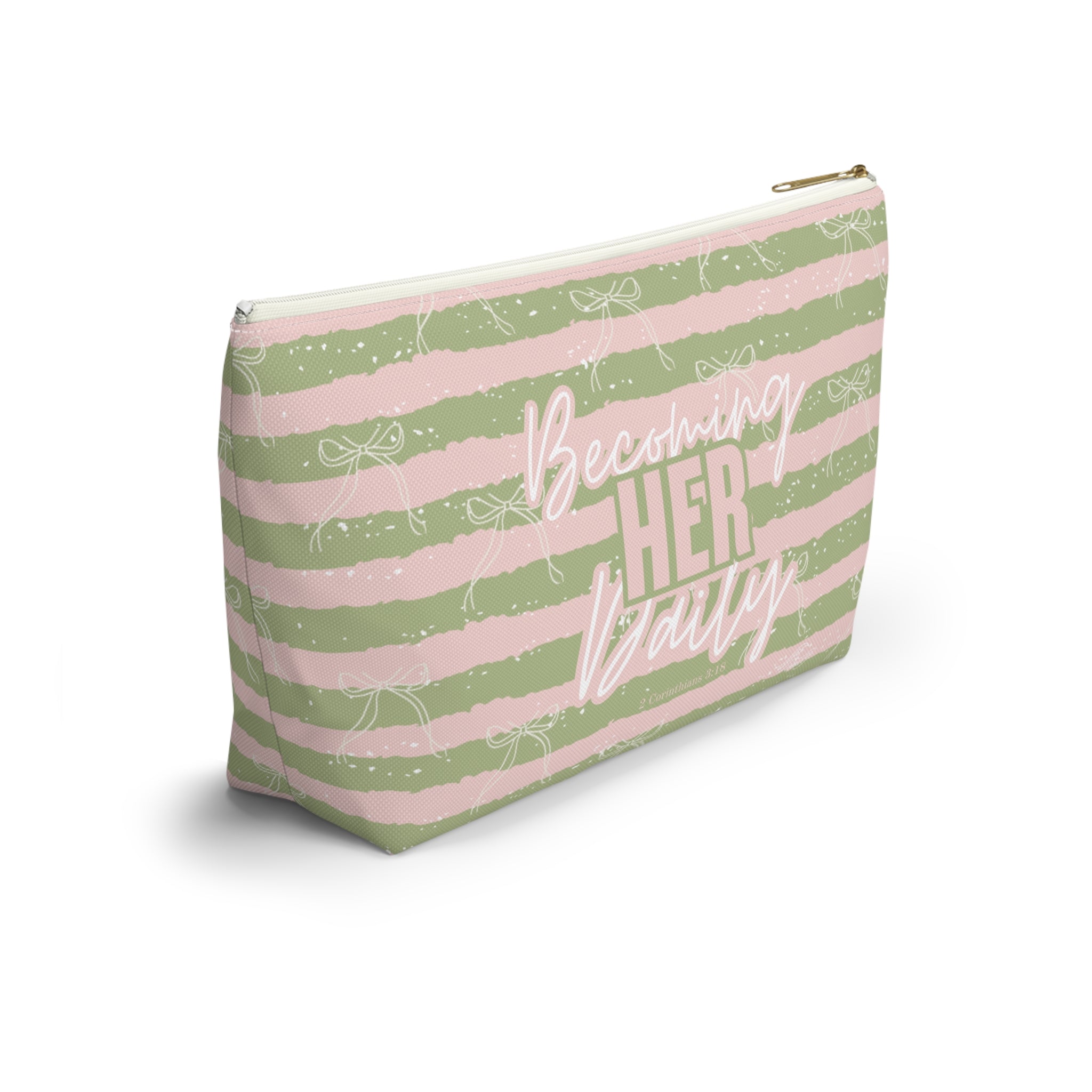 Becoming Her Daily | Faith-Based Makeup Bag | Christian Accessory Pouch
