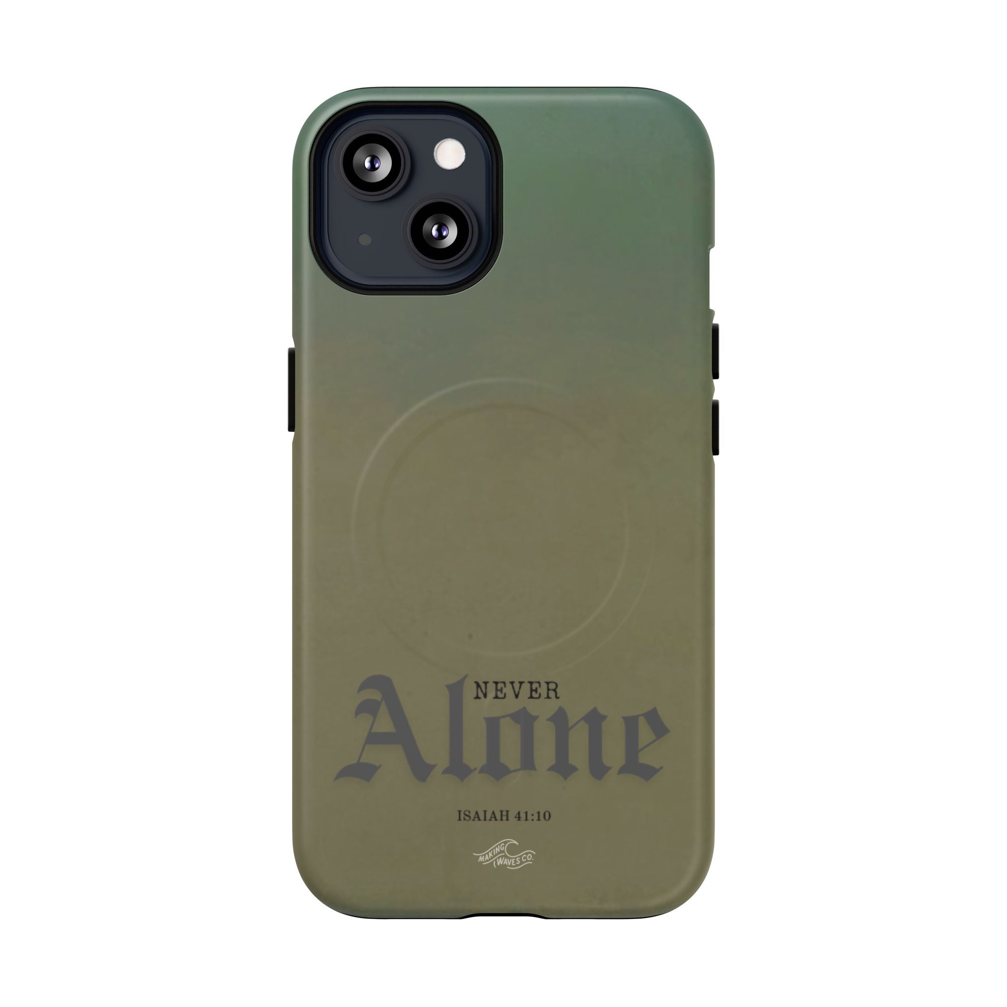 Never Alone Coastal Christian MagSafe iPhone Case