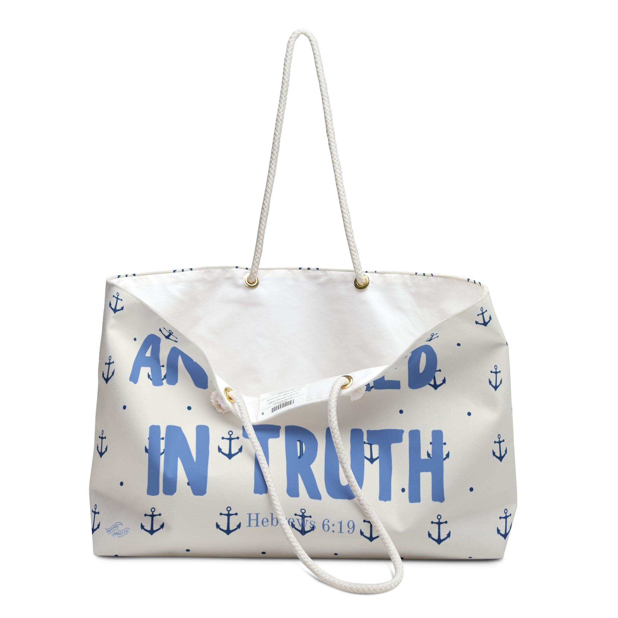 Anchored In Truth Oversized Weekender Tote | Coastal Christian Travel Bag