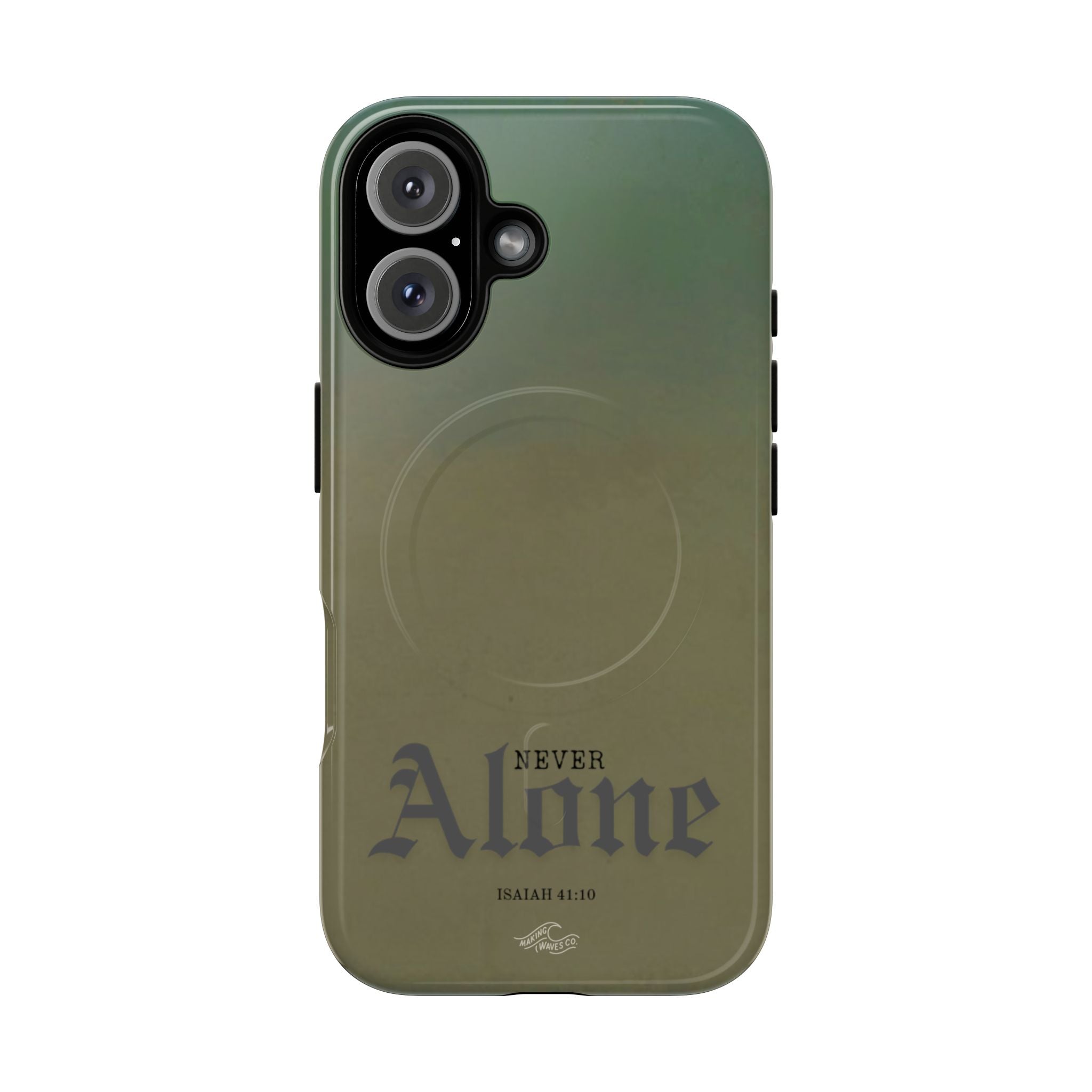 Never Alone Coastal Christian MagSafe iPhone Case