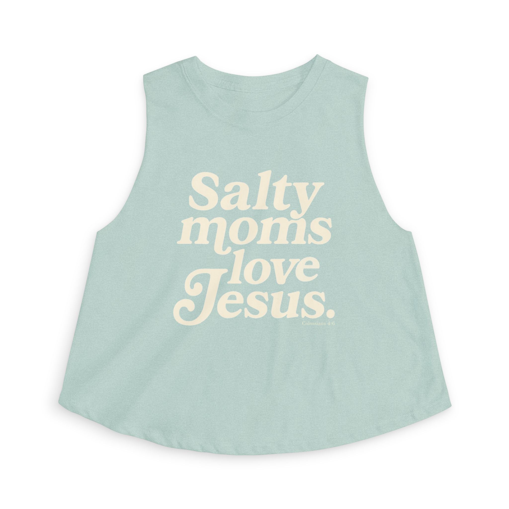 Salty Moms Love Jesus  - Coastal Soft Crop Tank