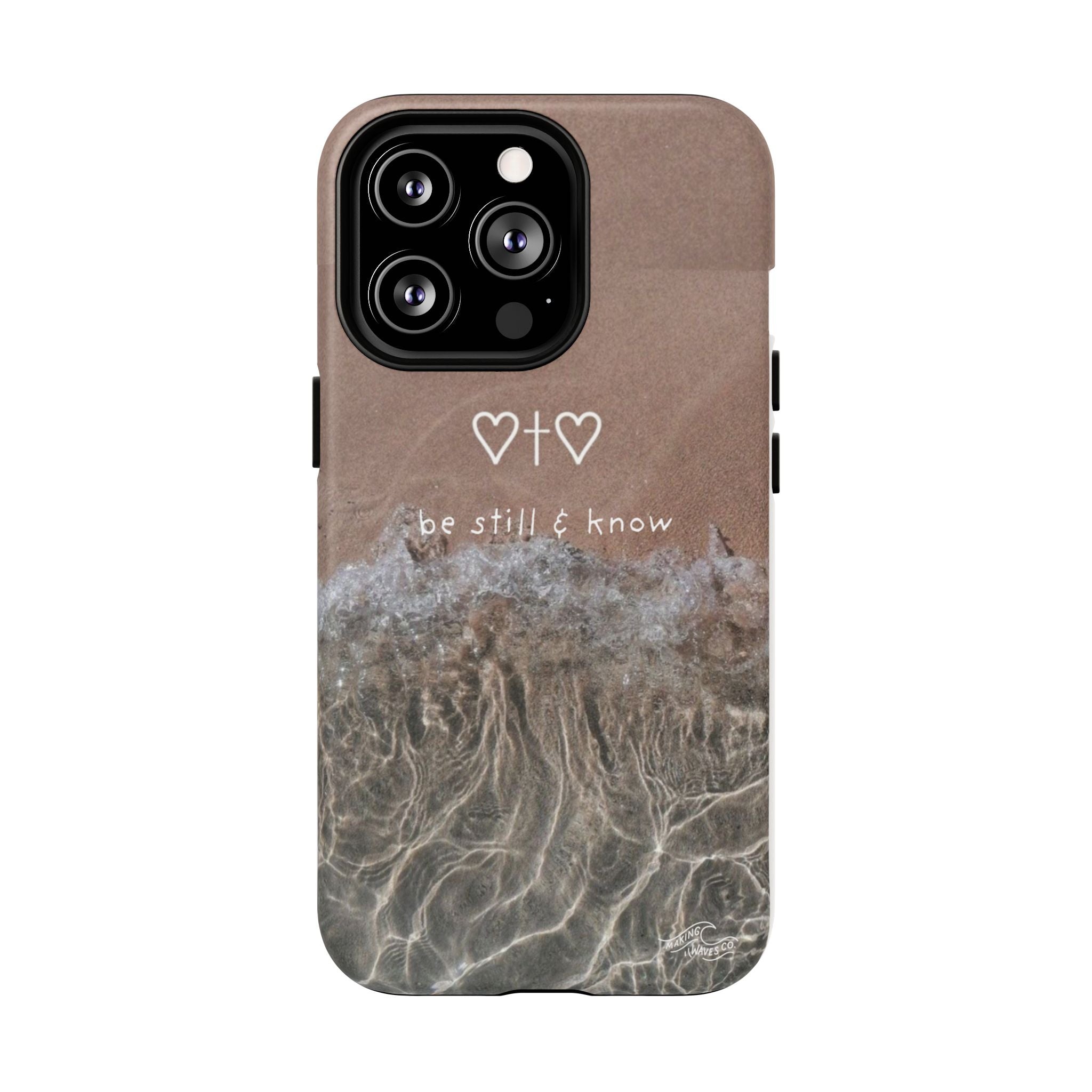 Neutral Coastal Phone Case | “Be Still & Know” Christian Magnetic iPhone Case