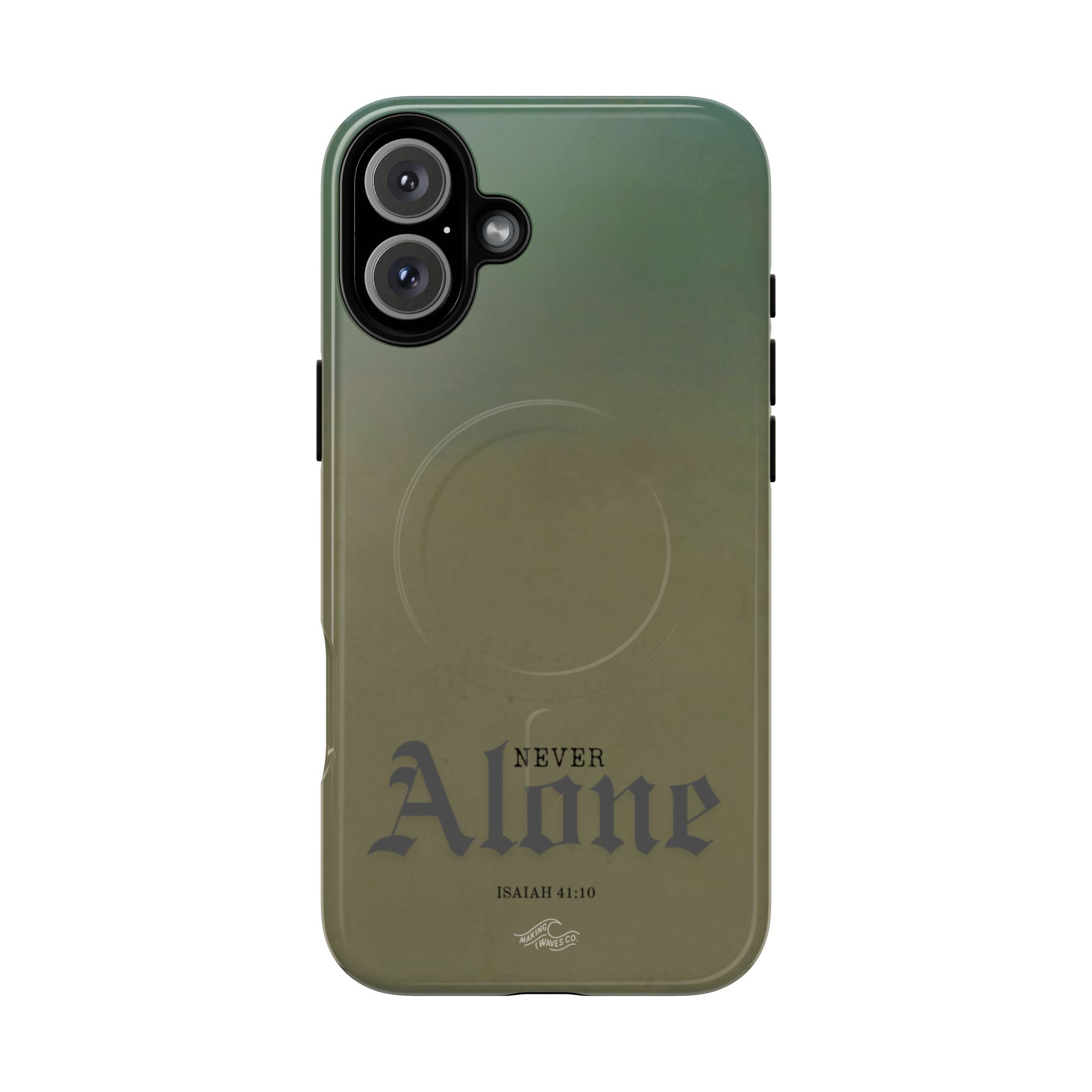 Never Alone Coastal Christian MagSafe iPhone Case