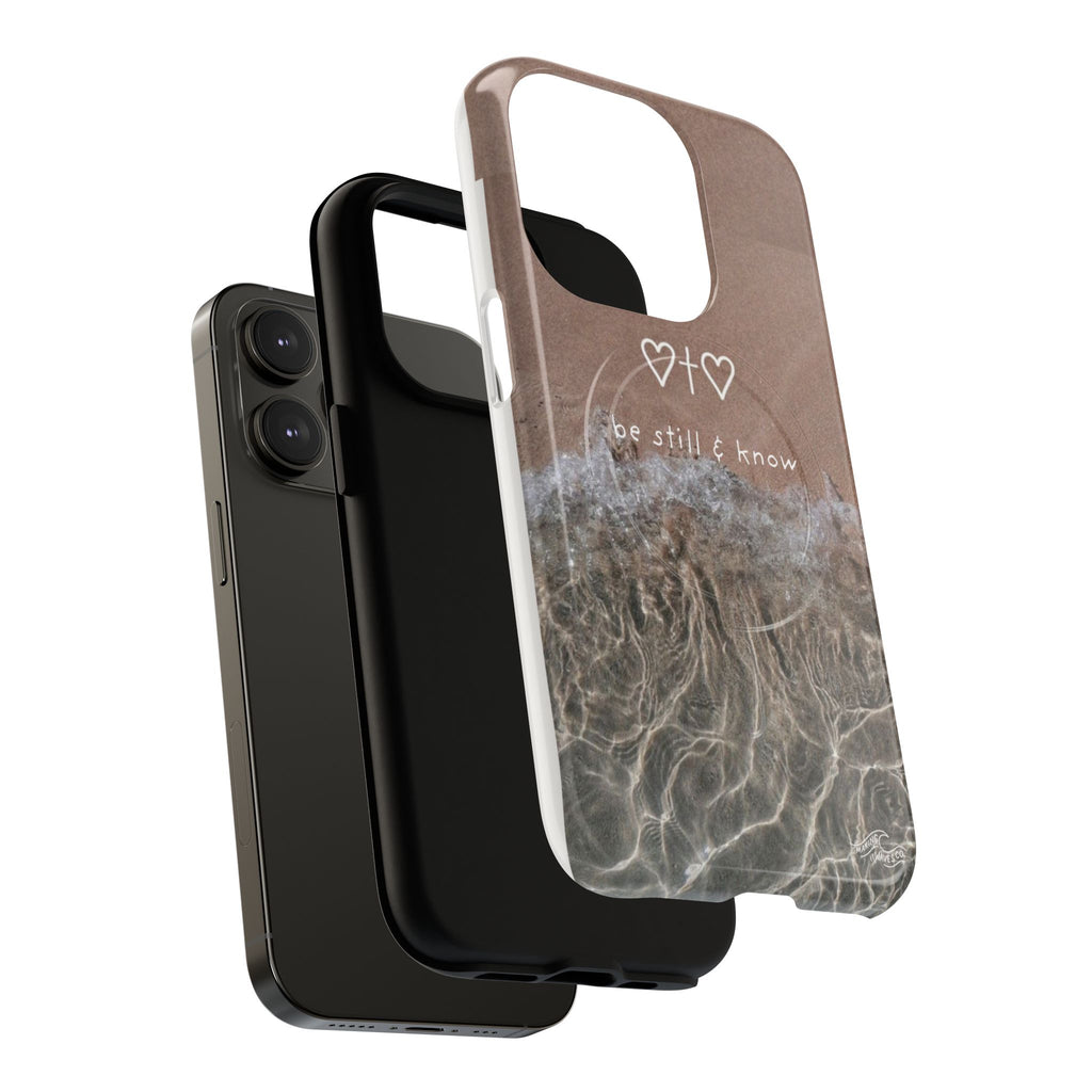 Neutral Coastal Phone Case | “Be Still & Know” Christian Magnetic iPhone Case